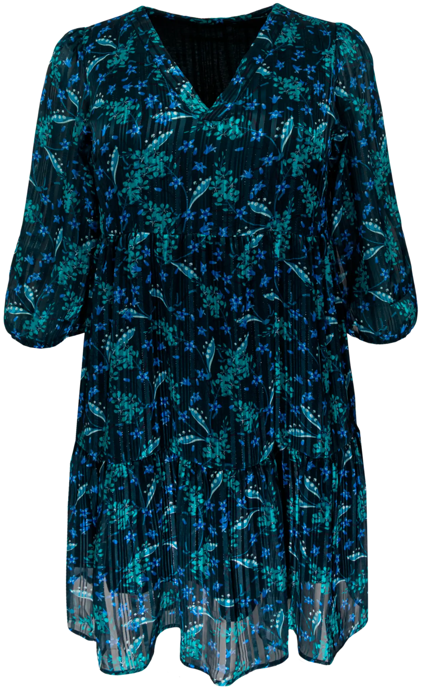 House naisten midimekko 218HP40837, D-mitoitus - Green Floral AOP - 1