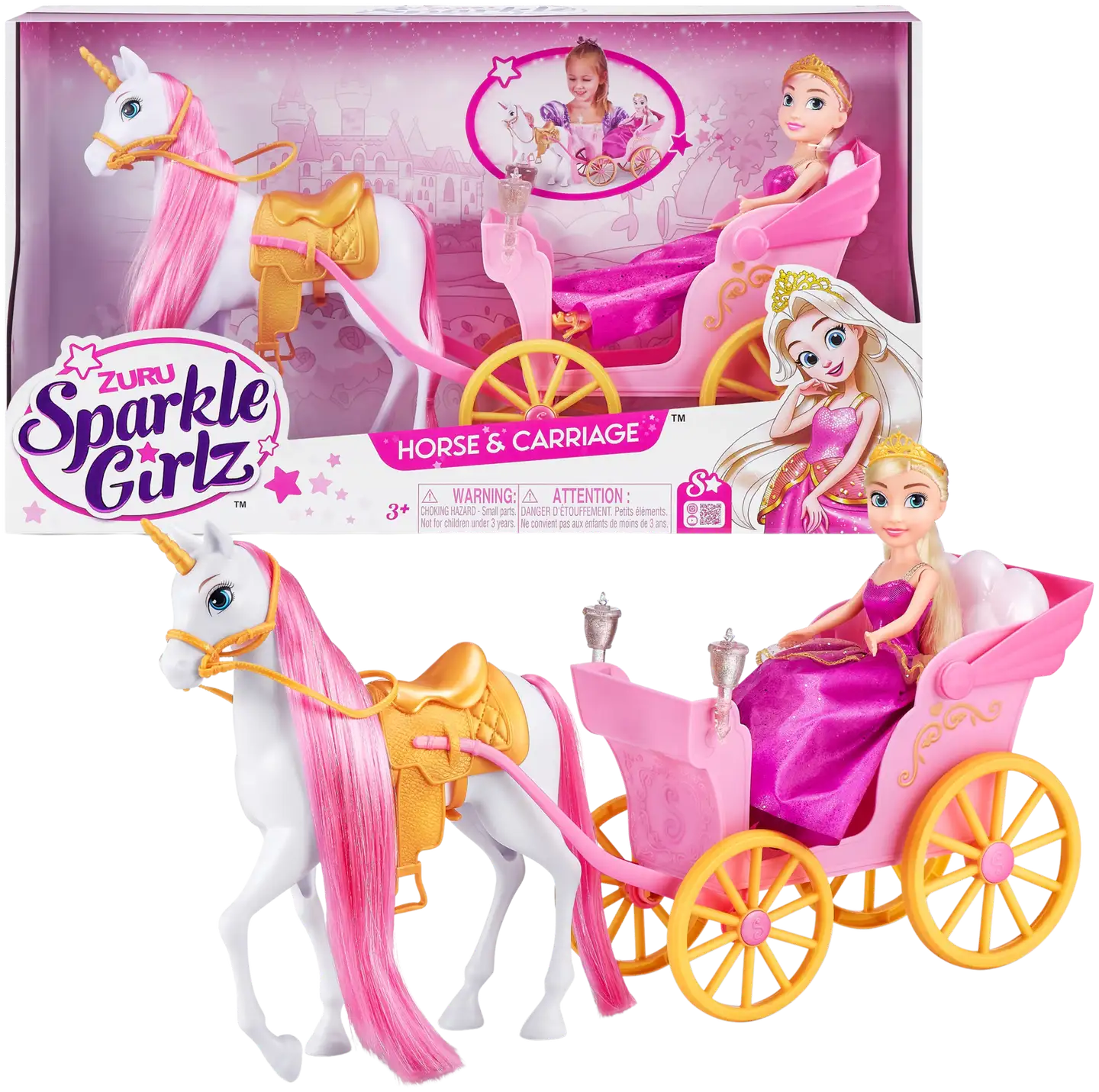 10.5" Princess W/Unicorn & Carriage - 1