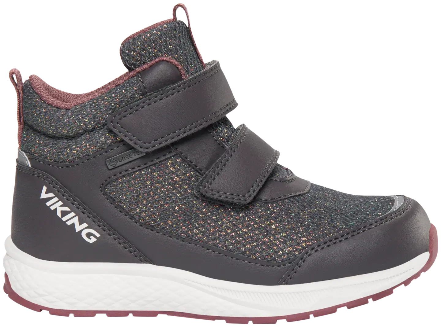 Viking lasten Gore-Tex välikausikenkä Bouncy Glitter Mid - Charcoal - 1