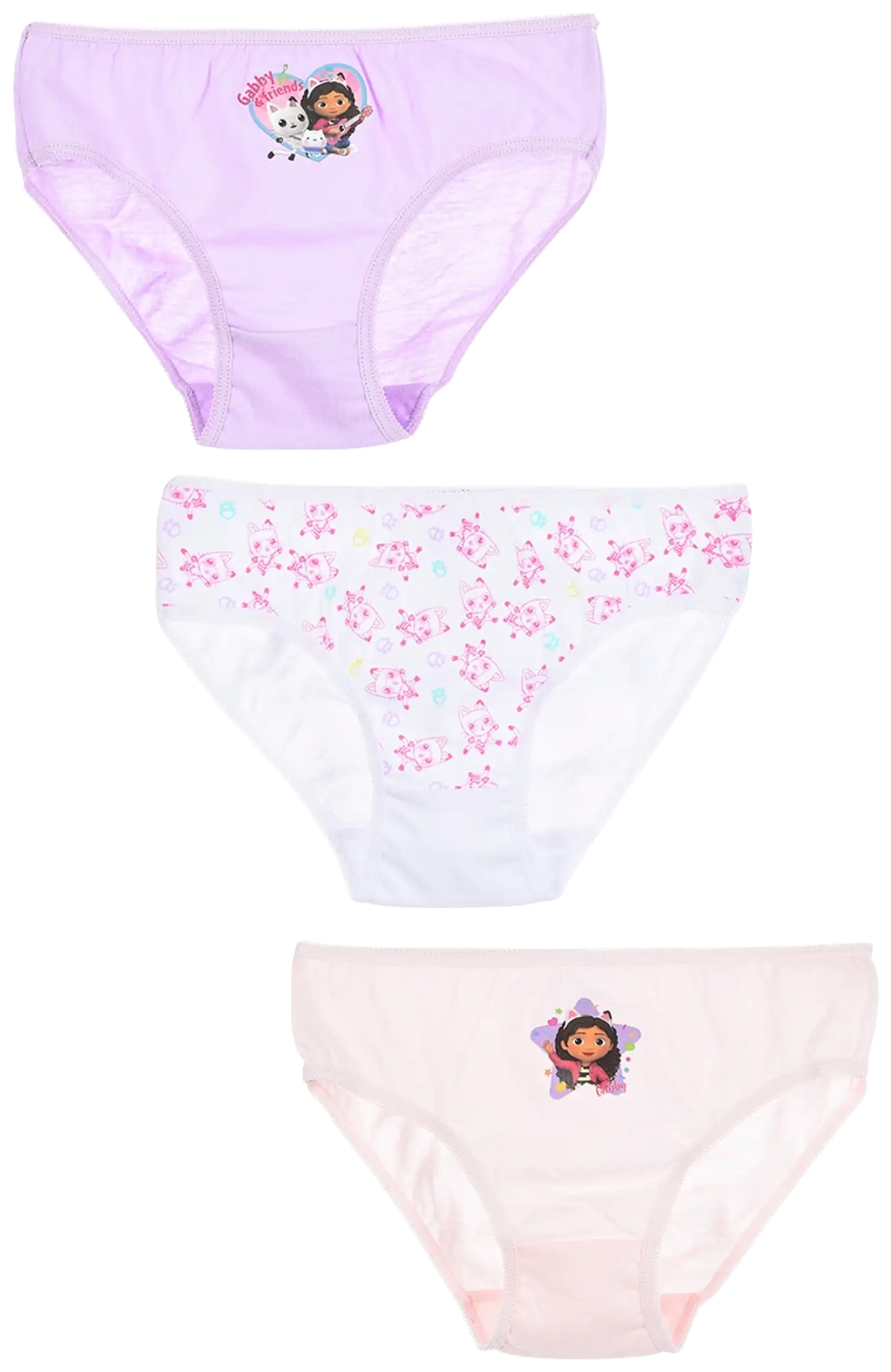 Gabby's dollhouse lasten brief alushousut 3-pack YI30016 - pink,lila,valkoinen