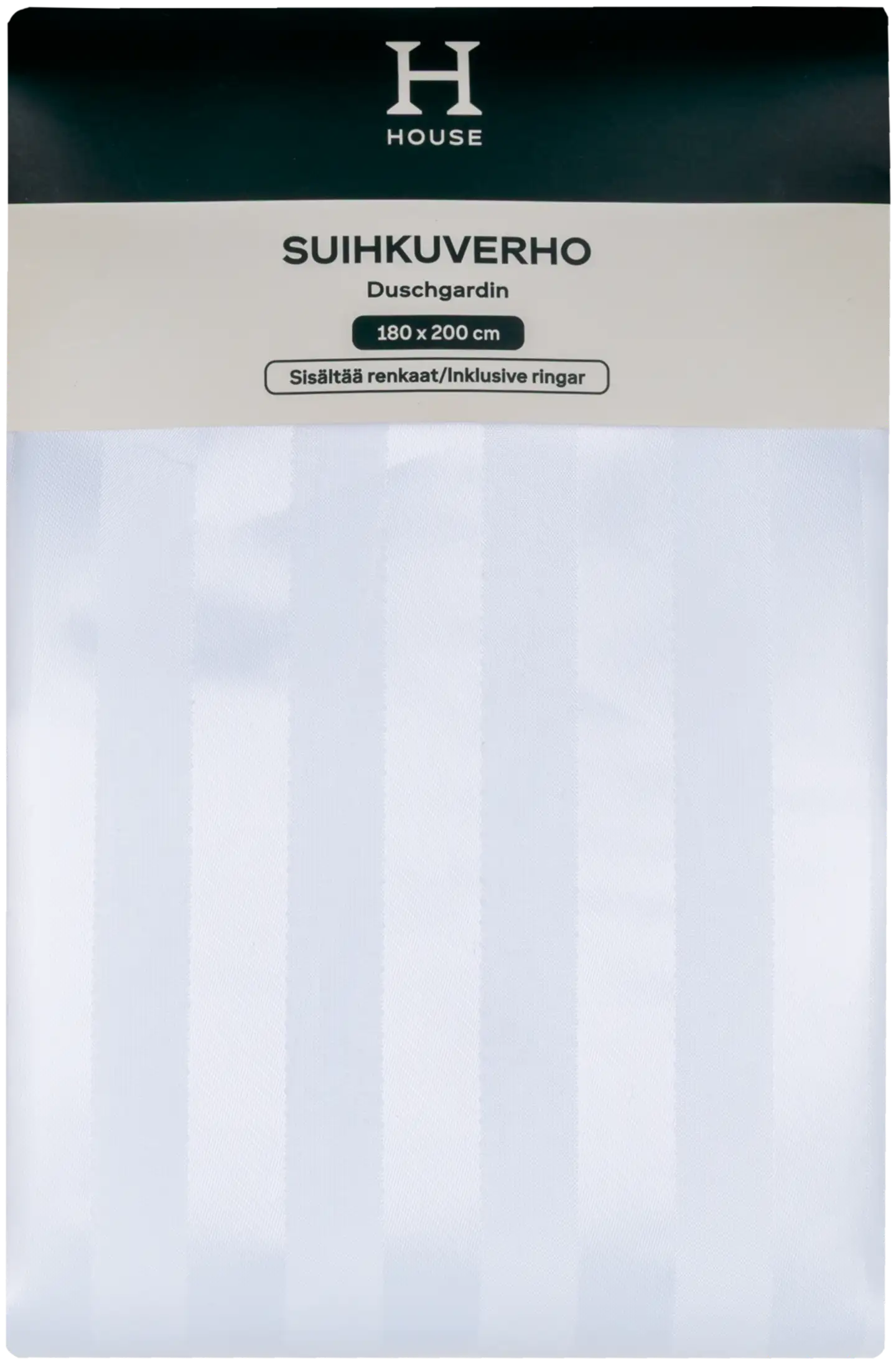 House suihkuverho Stripe 180x200 cm, valkoinen