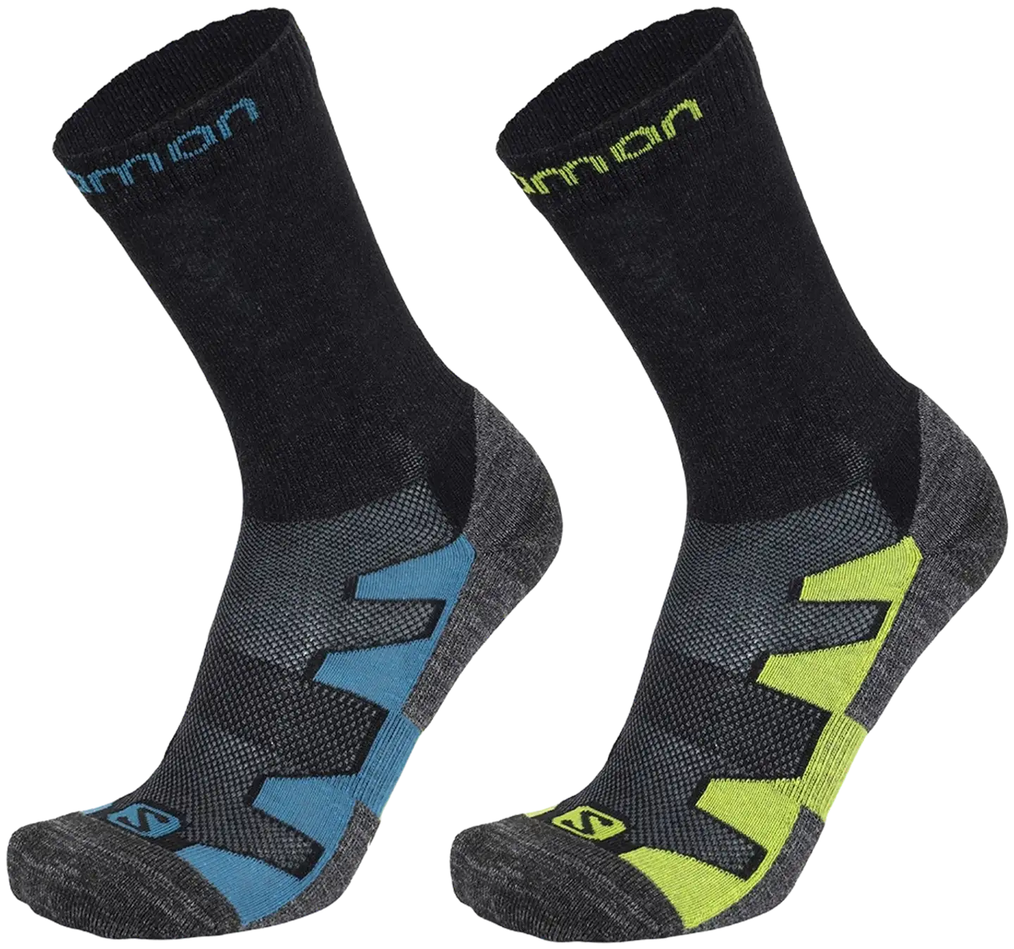 Salomon miesten villapohjasukat 2-pack 18R2310 - Black/green,-b.blue