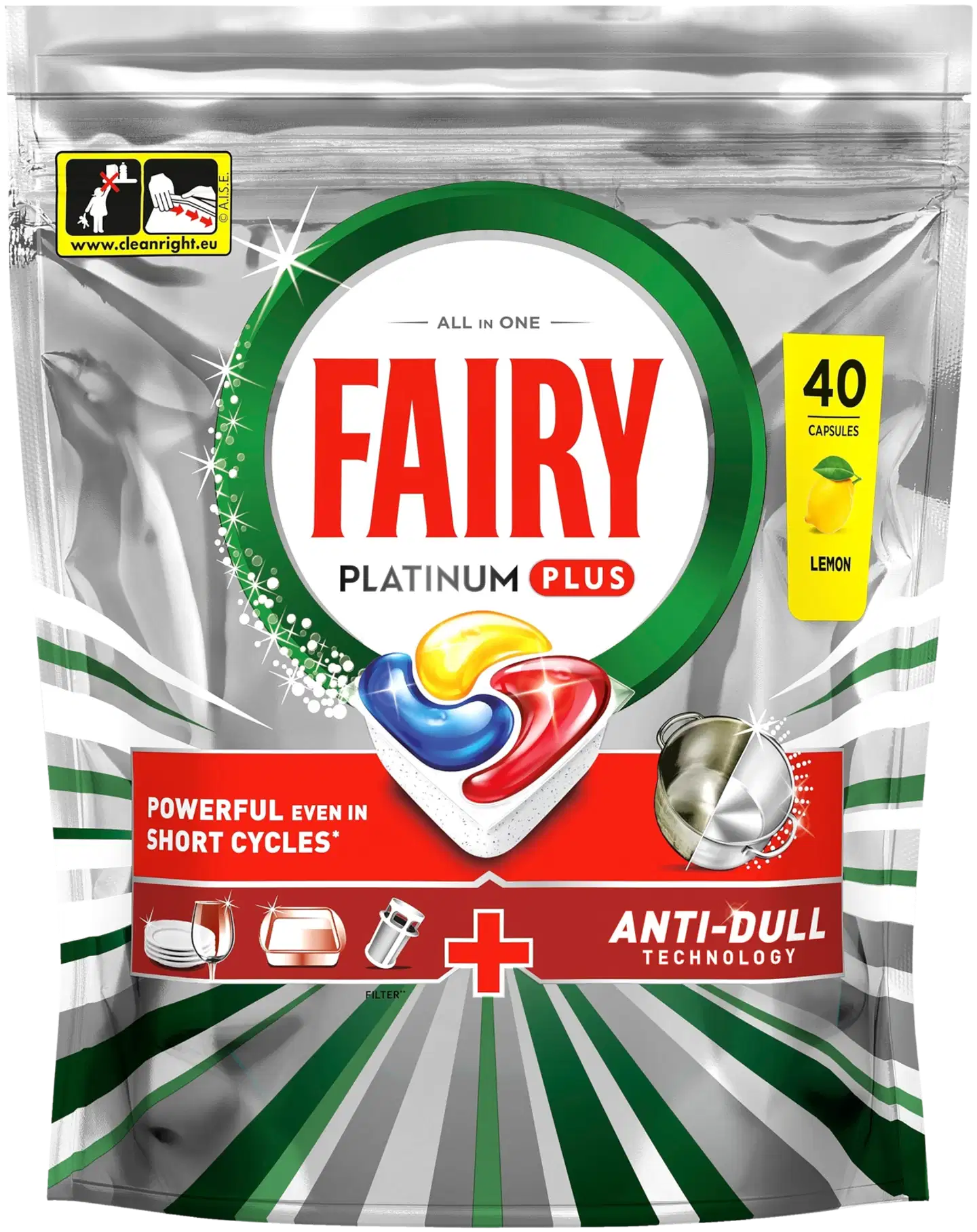 Fairy Platinum Plus All in One Anti-Dull 40kpl konetiskitabletti