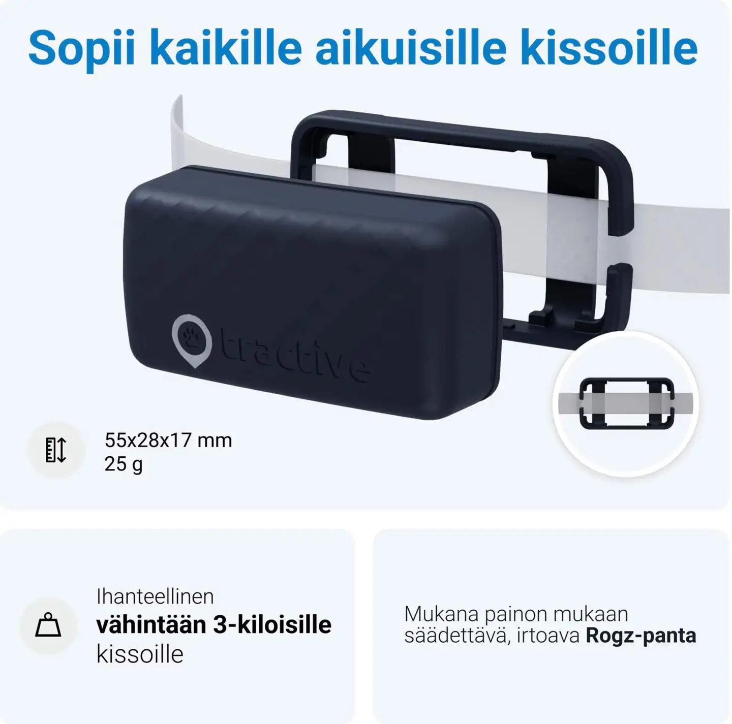 Tractive kissa mini 4G GPS/aktiivisuuskaulapanta - 6