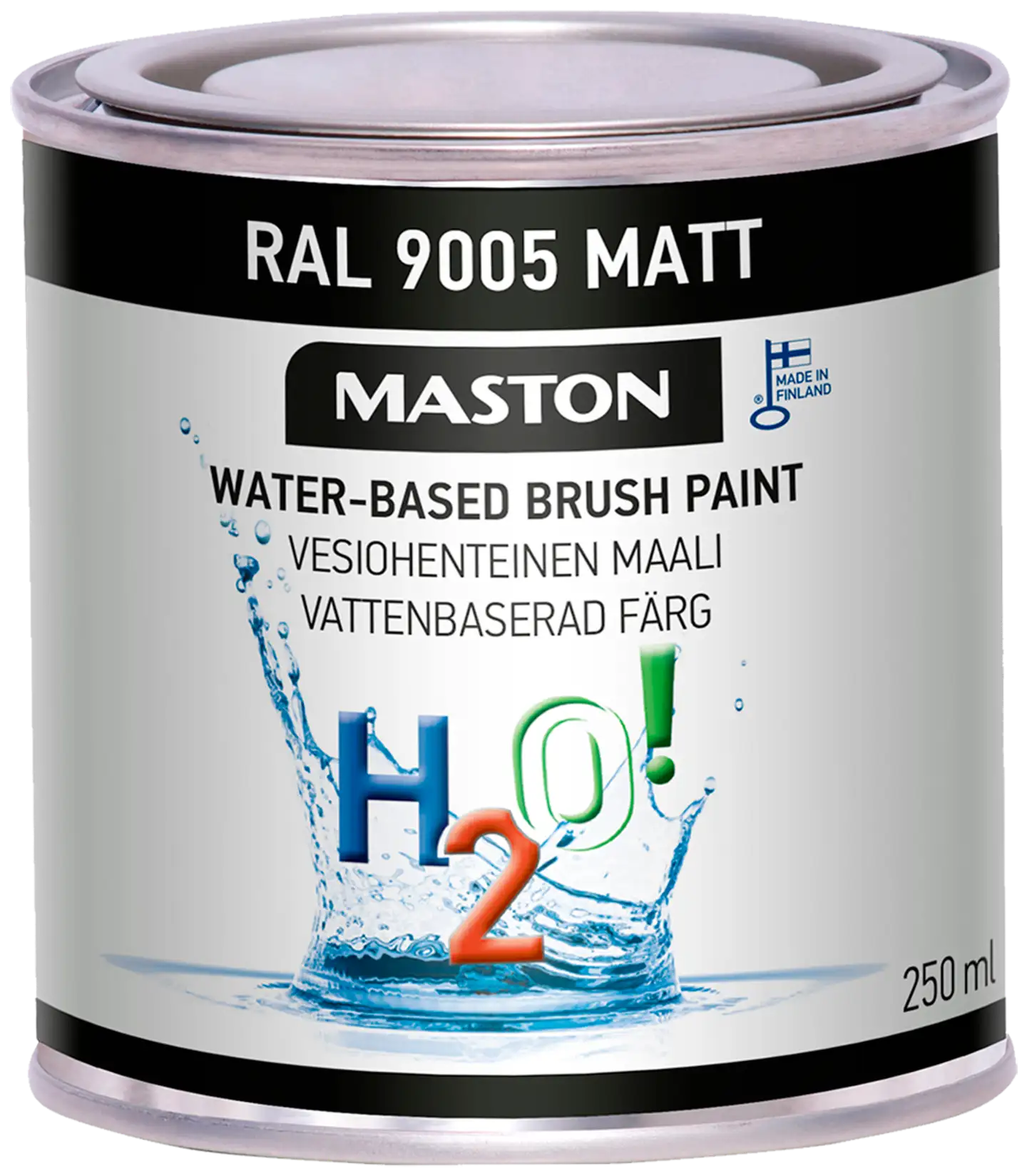 Maali H2O! RAL9005 Matt - Syvänmusta matta 250ml - 1