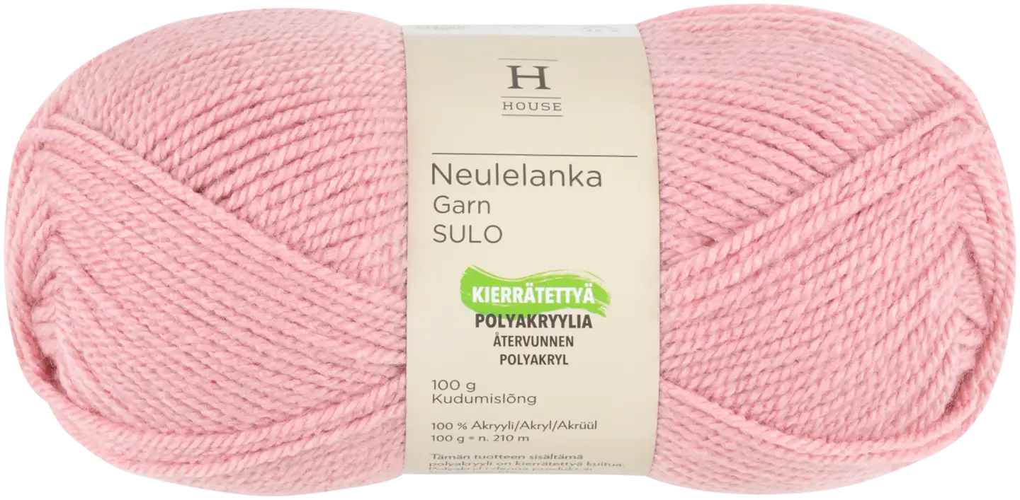 House neulelanka akryyli Sulo 100 g Old rose pink 6822