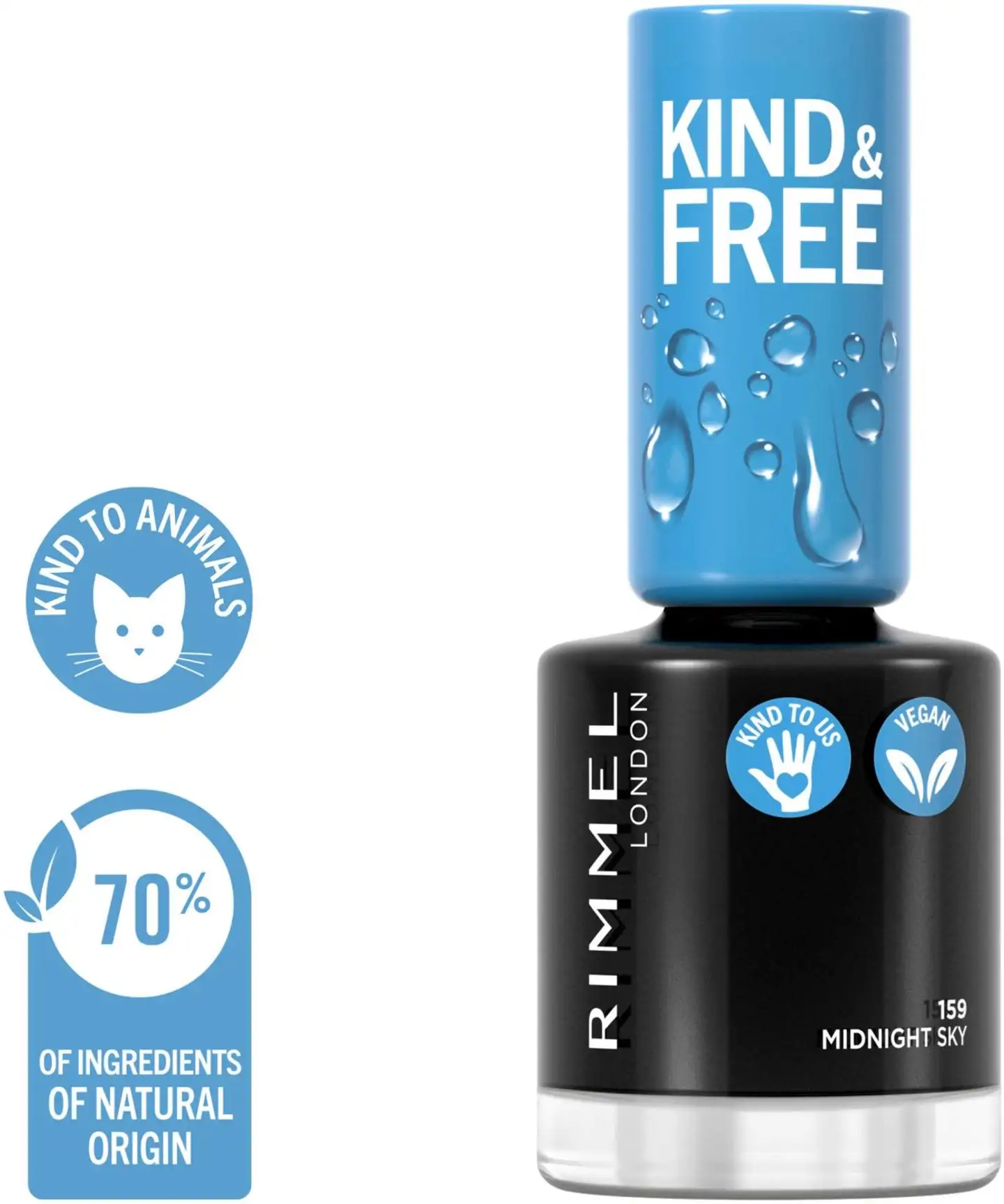 Rimmel Kind & Free Clean Nail Polish 8ml, 159 Midnight Sky kynsilakka - 3