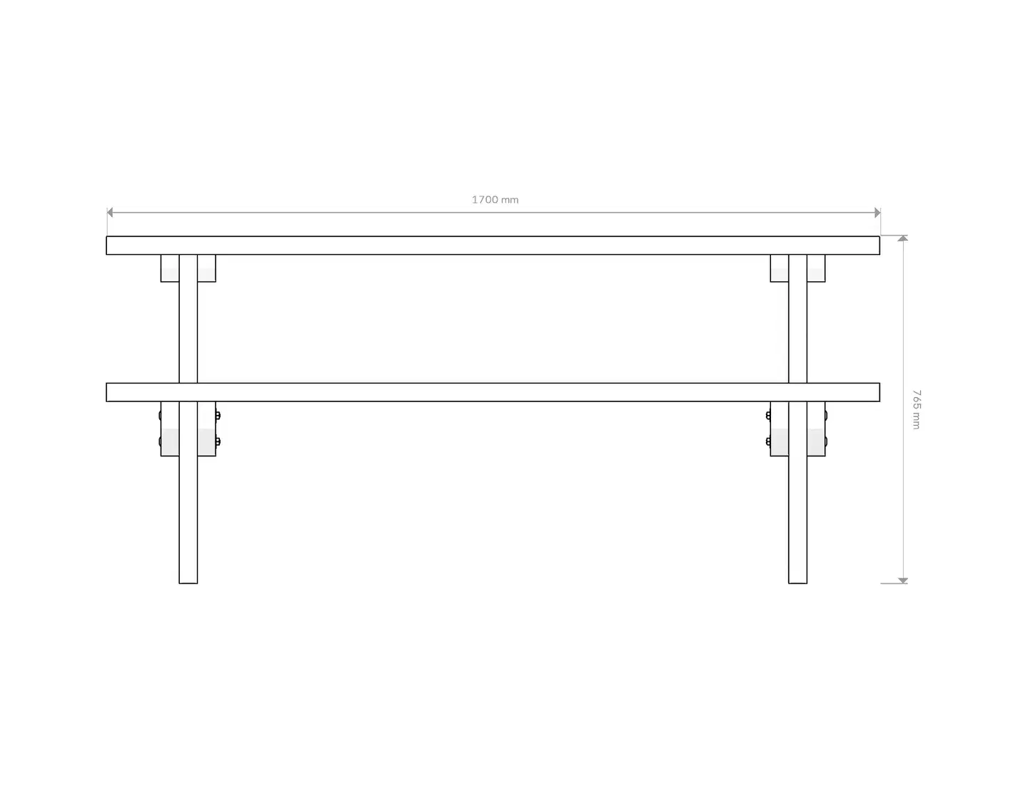 Piknik ryhmä tumman harmaa, 76x170x170cm - 2