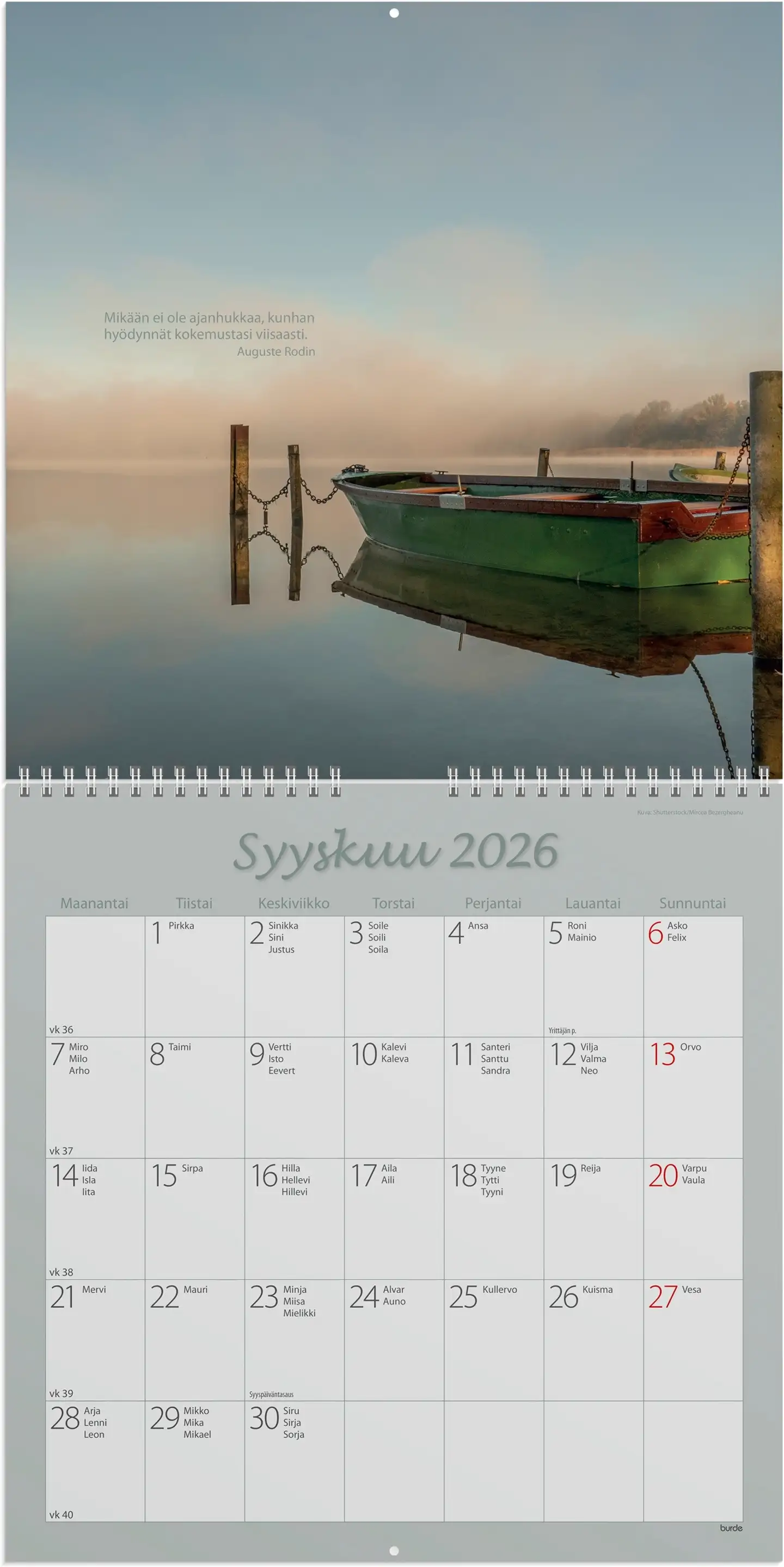 Burde Seinäkalenteri 2026 Carpe Diem - 2