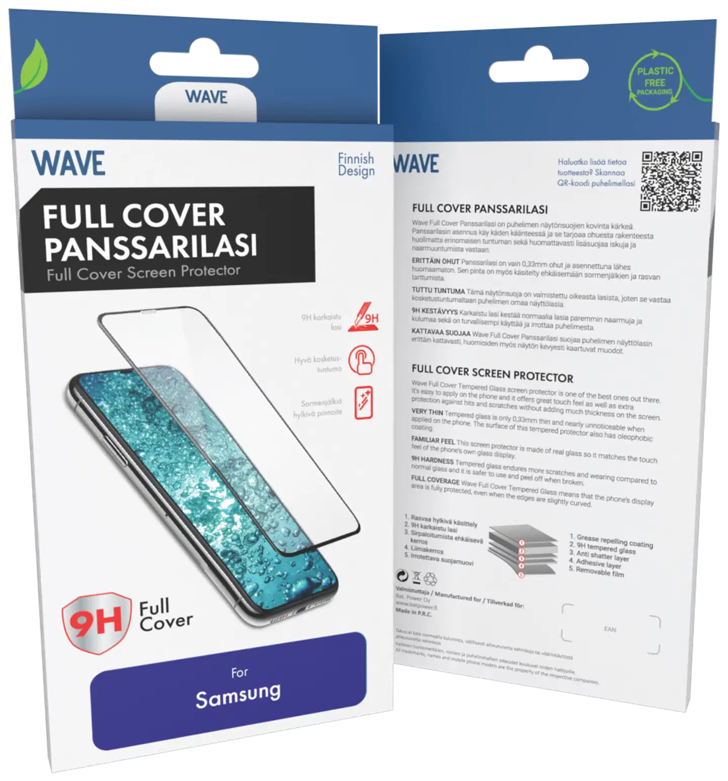 Wave Full Cover Panssarilasi, Samsung Galaxy A27 5G, Musta Kehys