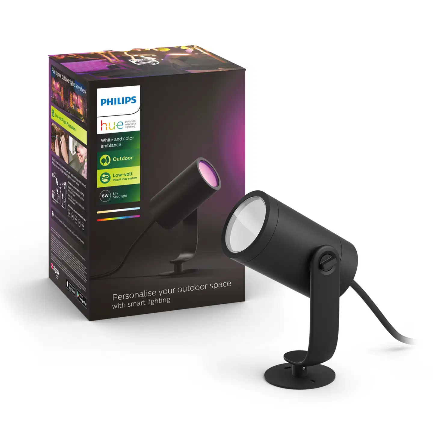 Philips Hue Lily -lisäkohdevalaisin 8W 2000-6500K 590LM musta säädettävä - 3