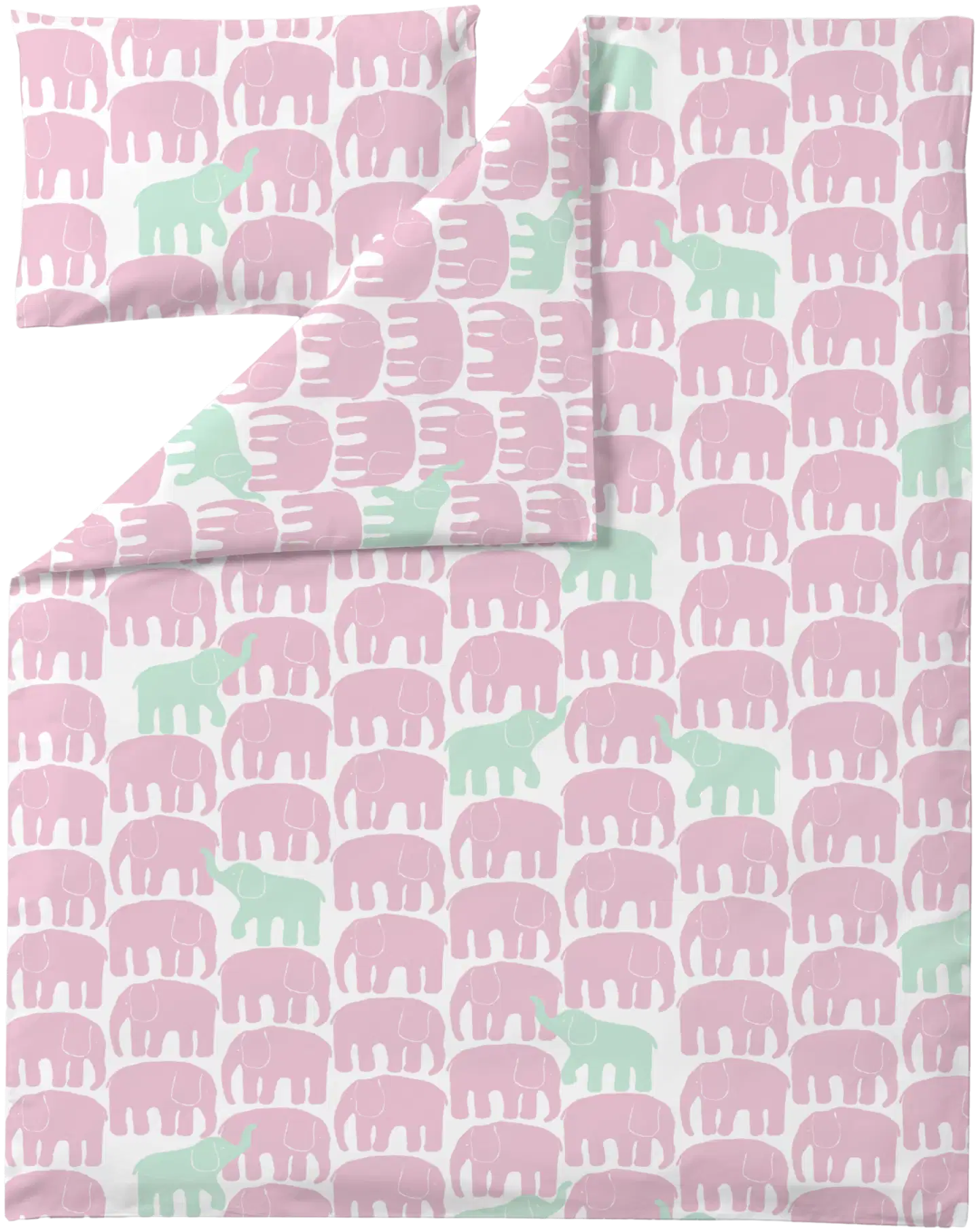 Finlayson lasten pussilakanasetti  Elefantti Vapaa120X160+40X60 vaal.punainen-minttu