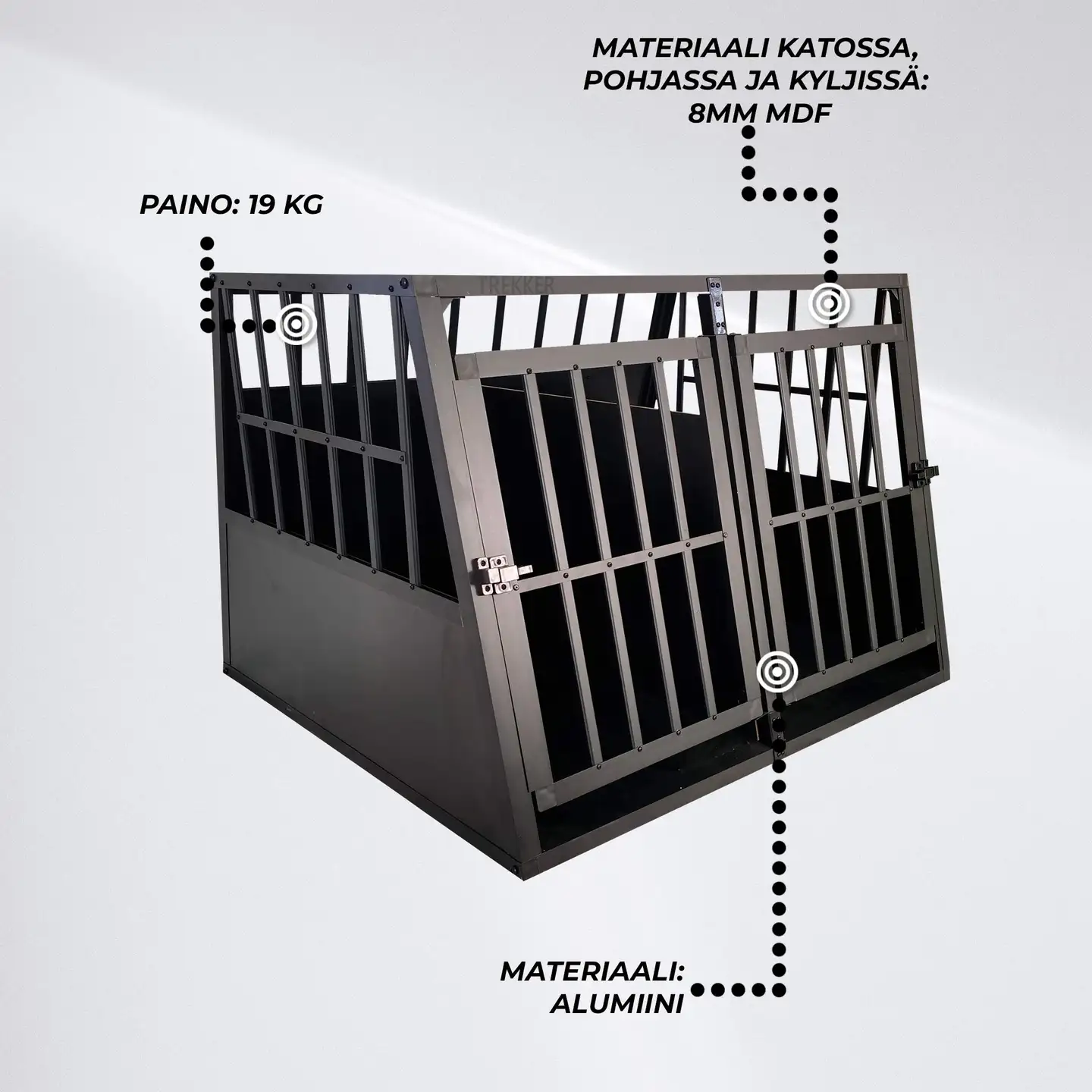 Trekker koiran kuljetushäkki XL 97x90x69,5cm musta - 6