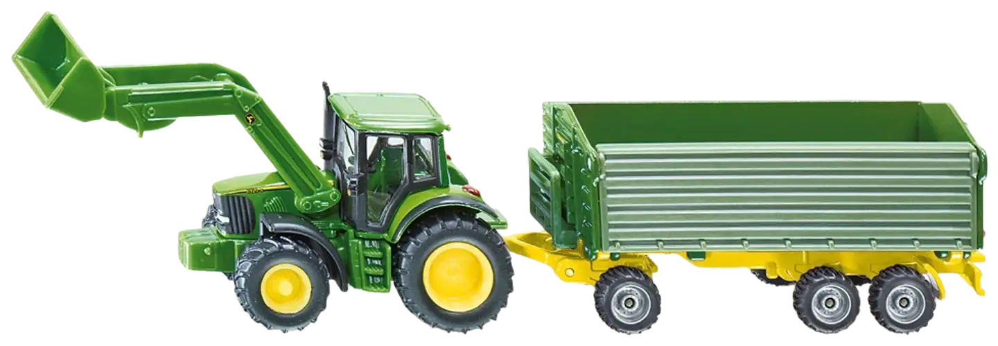 Siku 1:87 John Deere Etukuormaajalla ja Perävaunulla - 2