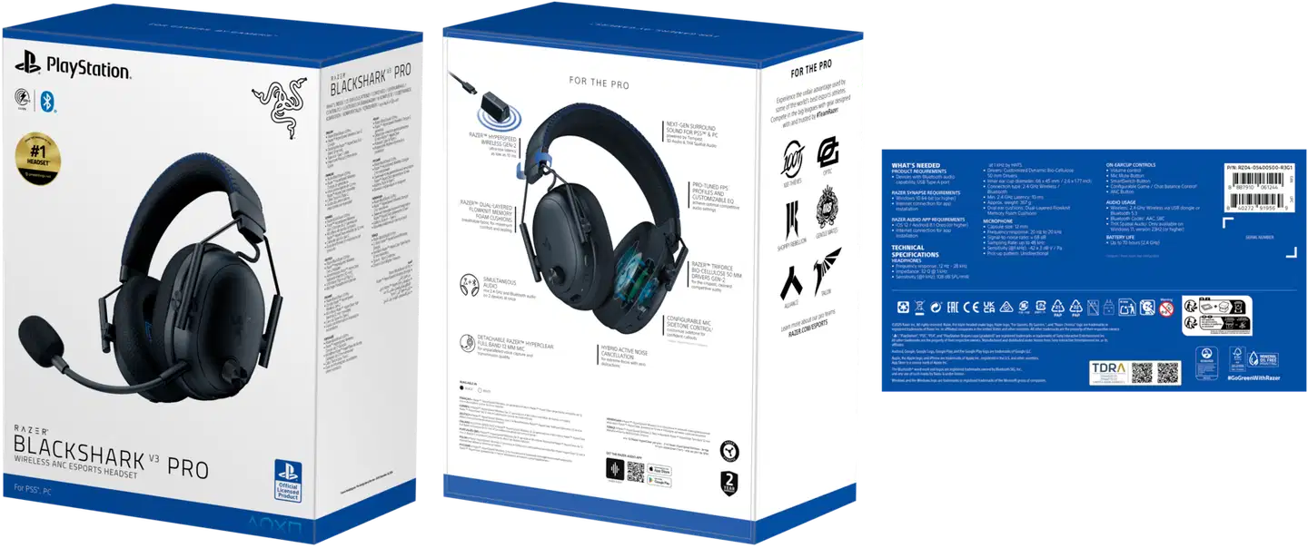 Razer Blackshark V3 Pro langattomat kuulokkeet Playstation edition - 6