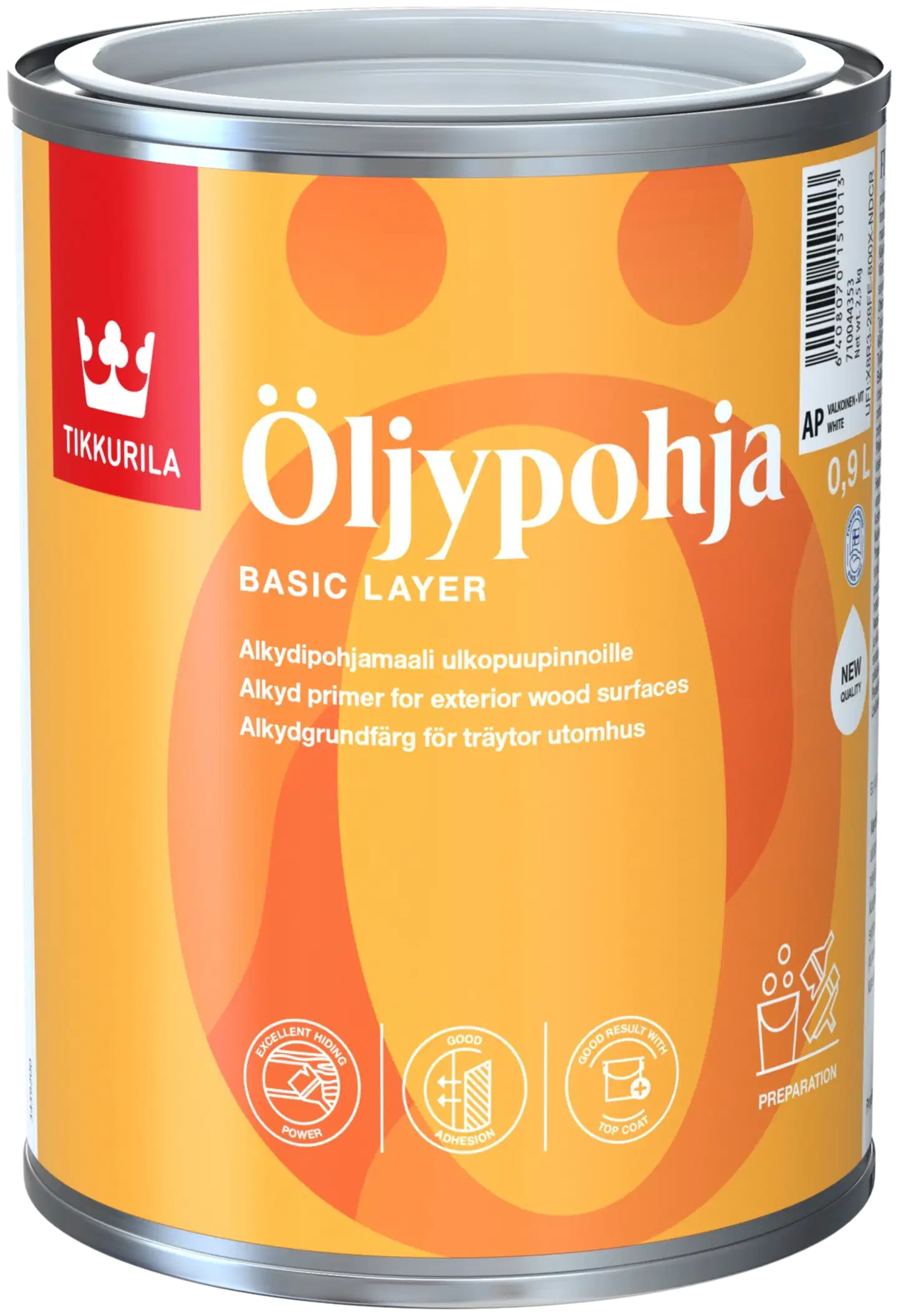 Tikkurila ulkopohjamaali Öljypohja  0,9 l AP valkoinen sävytettävissä