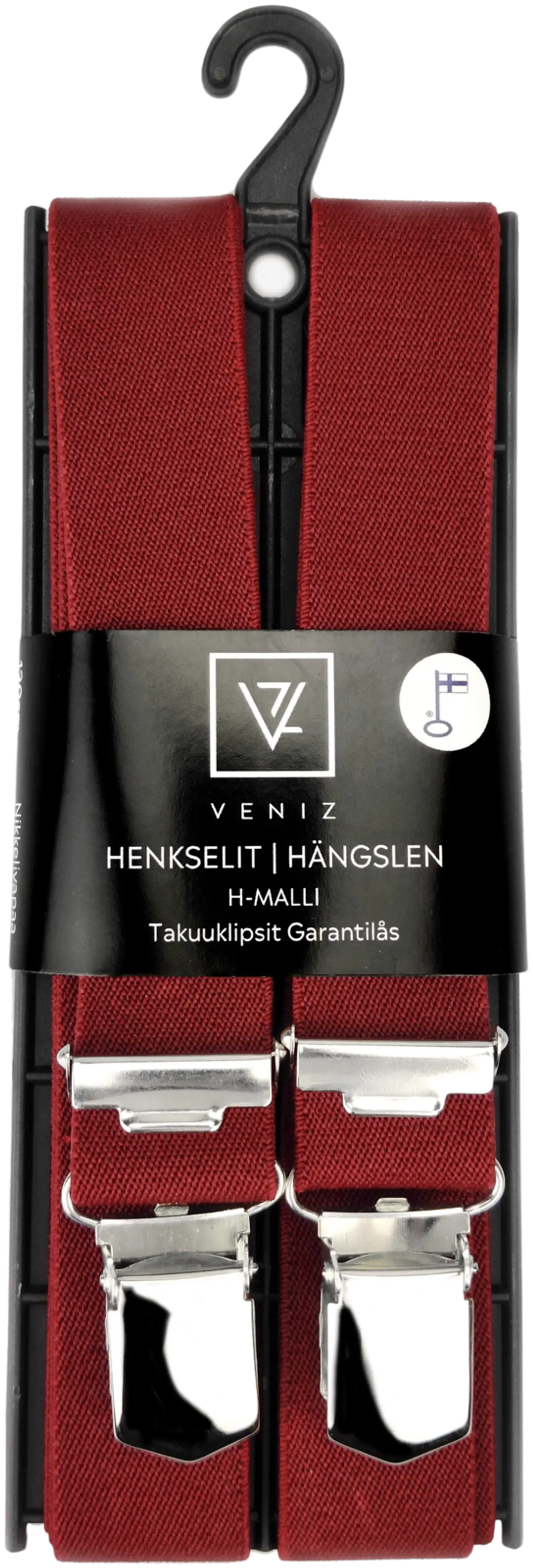 Veniz miesten henkselit 25mm 120cm viininpunainen H-malli 53104 - 1