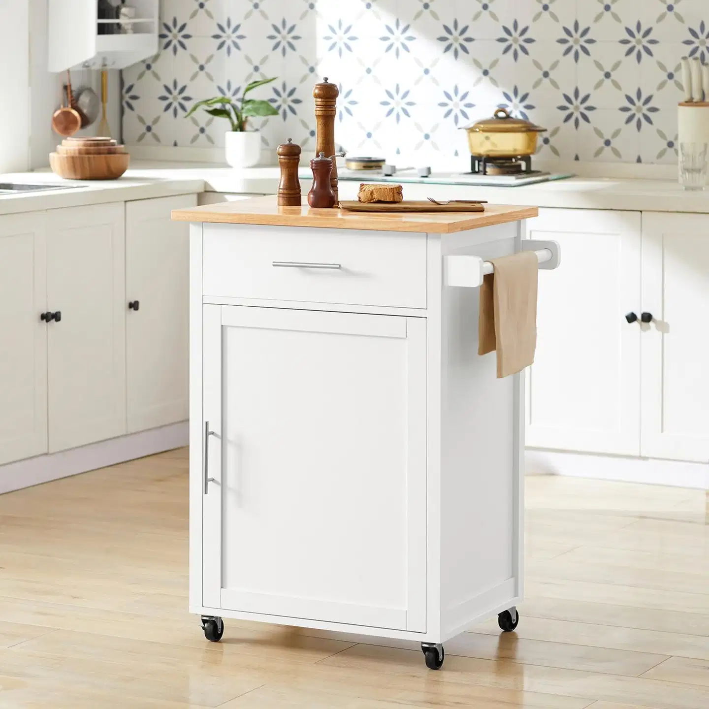 SoBuy keittiösaareke valkoinen FKW102-WN - 2