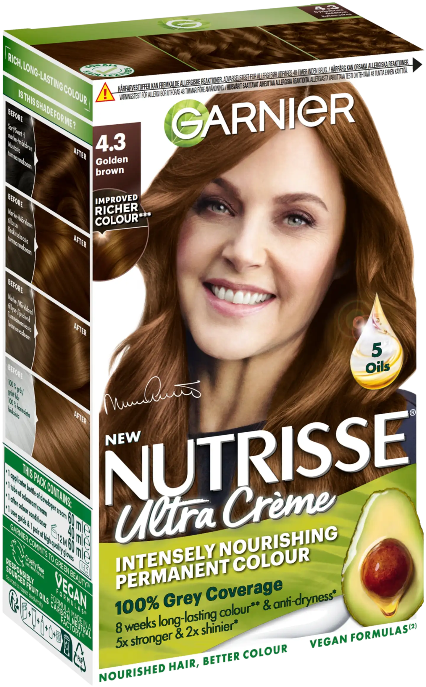 Garnier Nutrisse Ultra Creme 4.3 Golden Brown Kullanruskea kestoväri 1kpl - 1