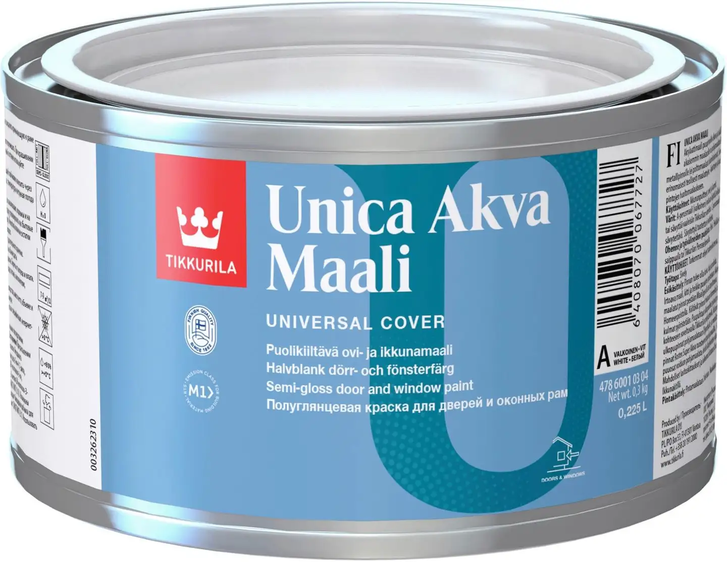 Tikkurila Unica Akva ovi- ja ikkunamaali 0,225l C vain sävytykseen puolikiiltävä