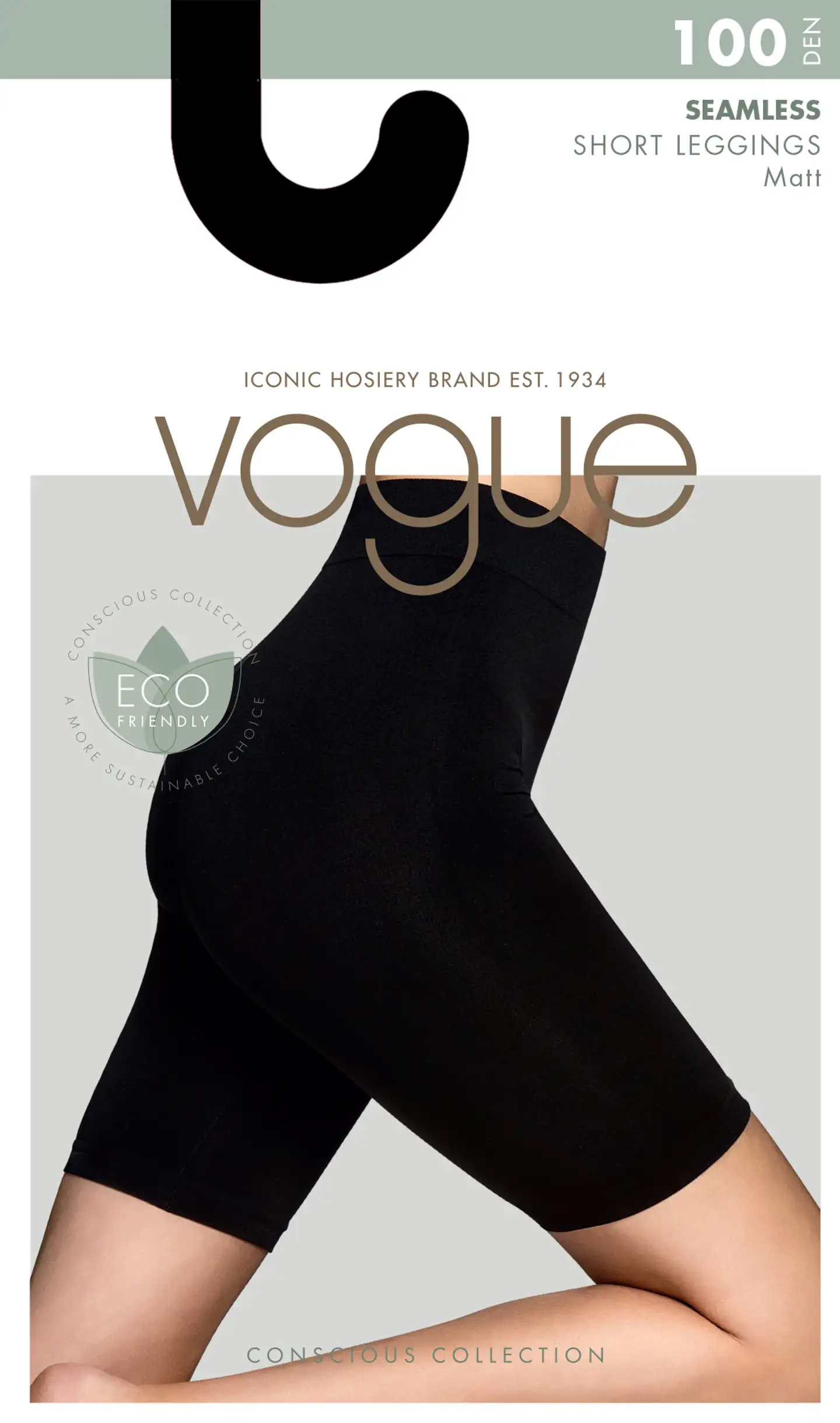 Vogue naisten leggingsit Seamless Short 100 den - BLACK - 1