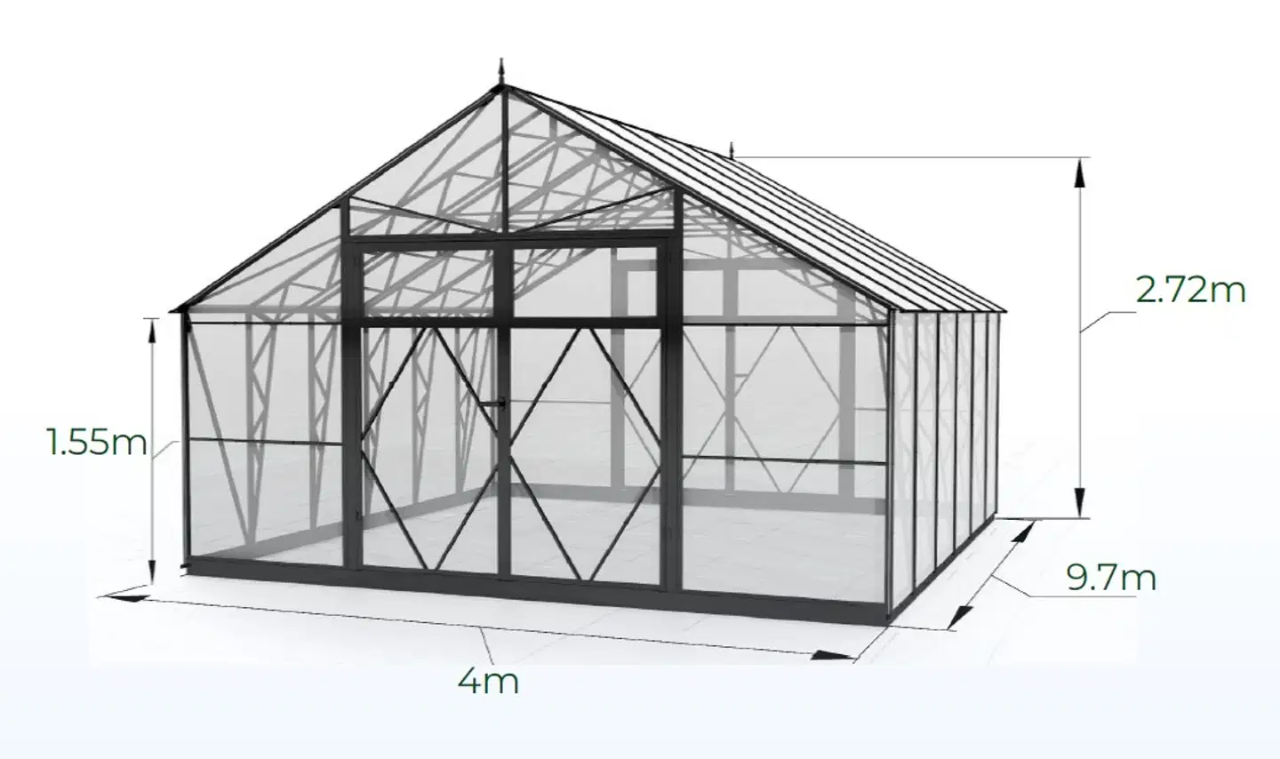 Ecoslider kasvihuone Lux DD 4.0 X 9.7 - 5