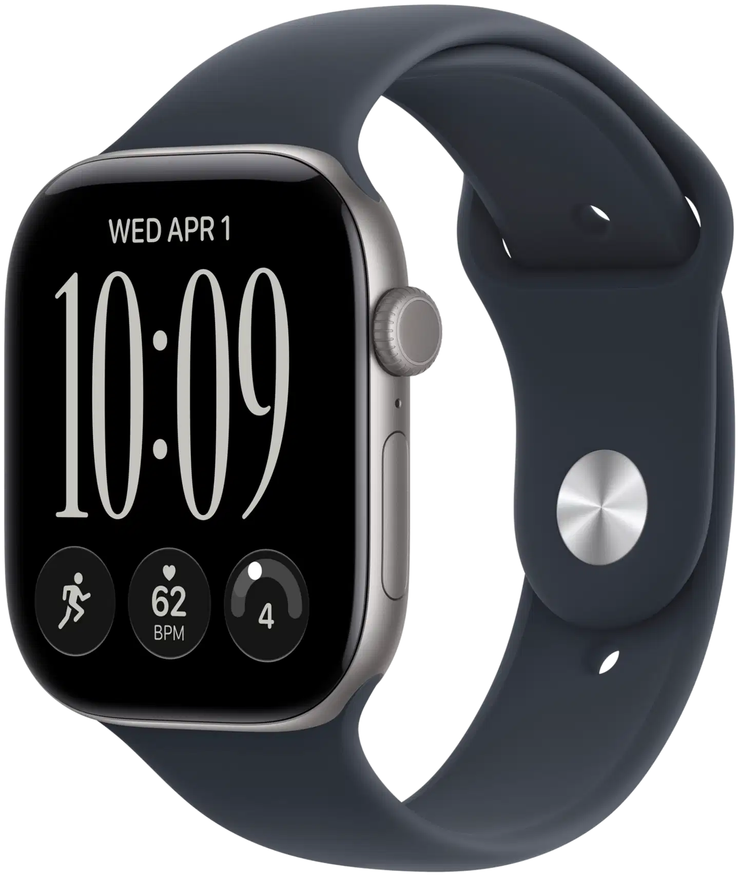 Apple Watch Series 12 GPS 46 mm:n tähtiharmaa alumiinikuori ja laivastonsininen urheiluranneke - M/L - MJEJ4QN/A - 2