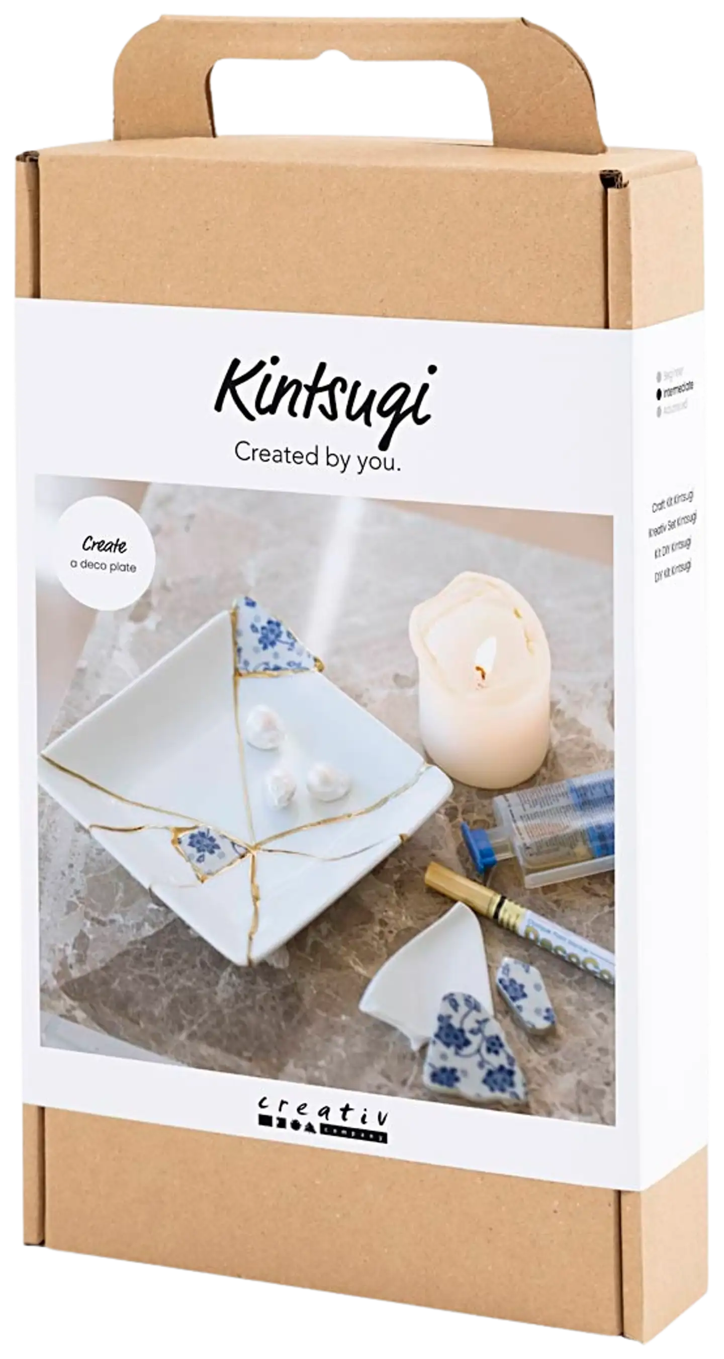 Creativ Company Askartelusetti Kintsugi, Lautanen, sininen, kulta, valkoinen, 1pkk/ 1 pkt - 3