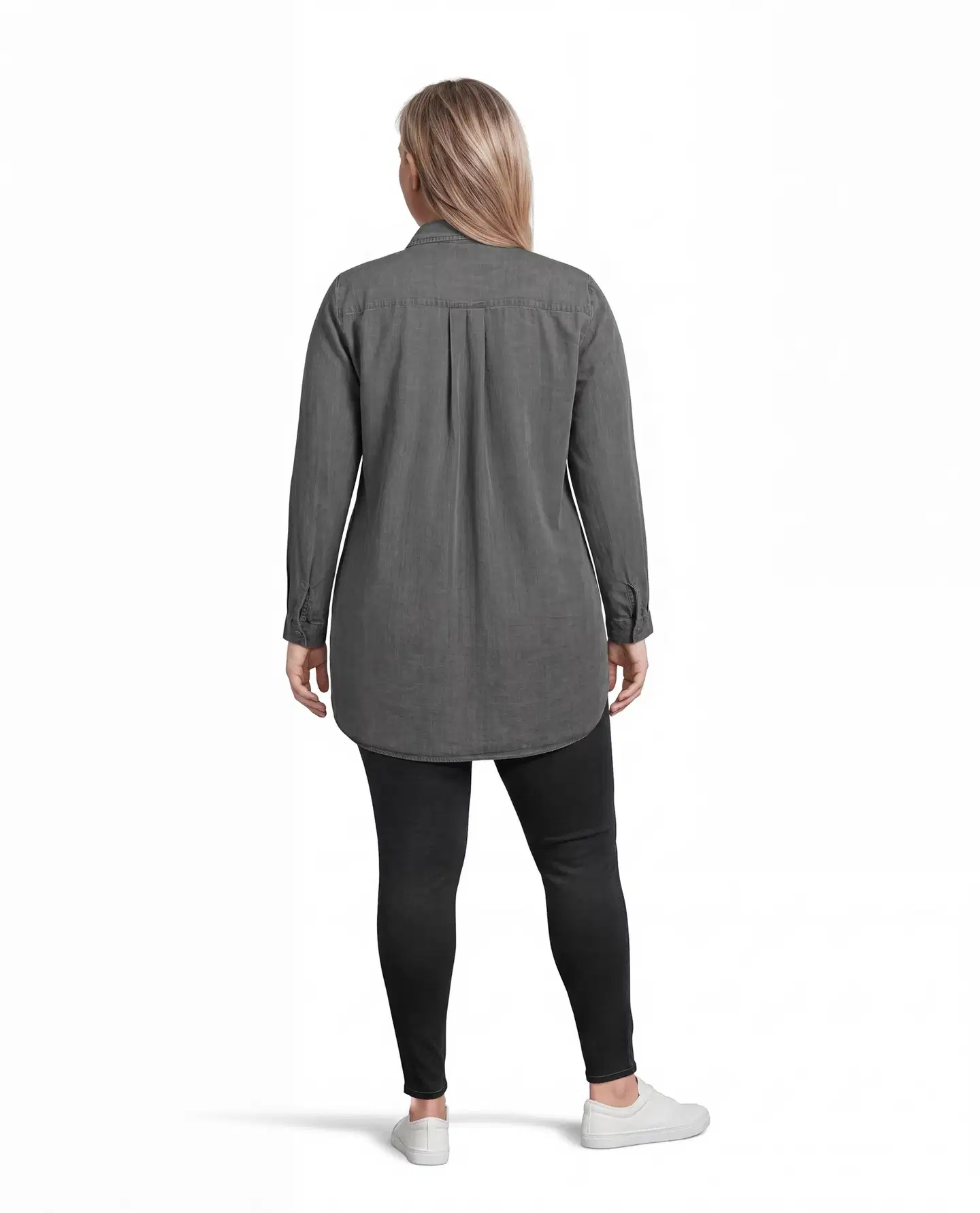 House naisten pitkä denimpaita 228HP30601, D-mitoitus - Black washed denim - 4