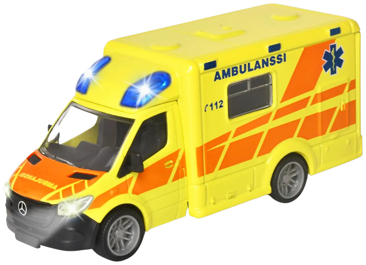 Majorette Grand Series Mercedes-Benz Sprinter, suomalainen ambulanssi, valo- ja äänitoiminto, 15 cm - 2