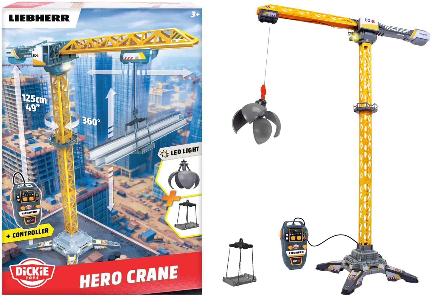 Dickie Toys - Liebherr Hero, radio-ohjattava nosturi, 125 cm - 1