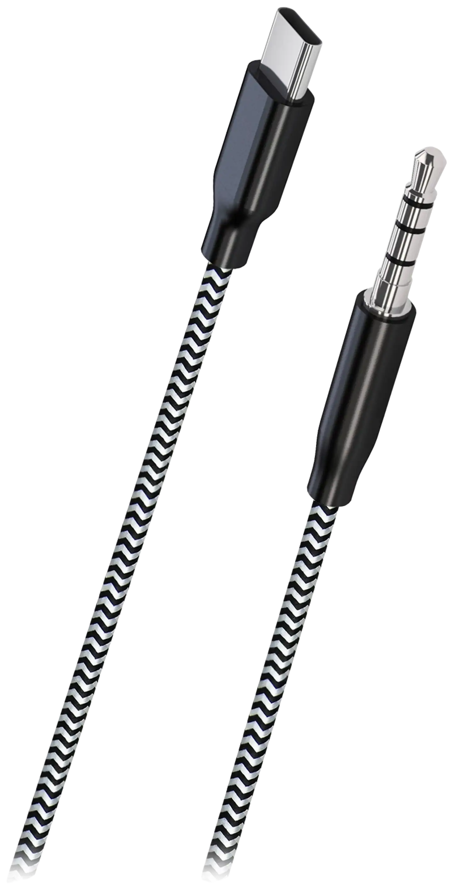 Wave Punottu audiokaapeli USB Type-C -> 3,5mm, 1m, Mustavalkoinen - 1