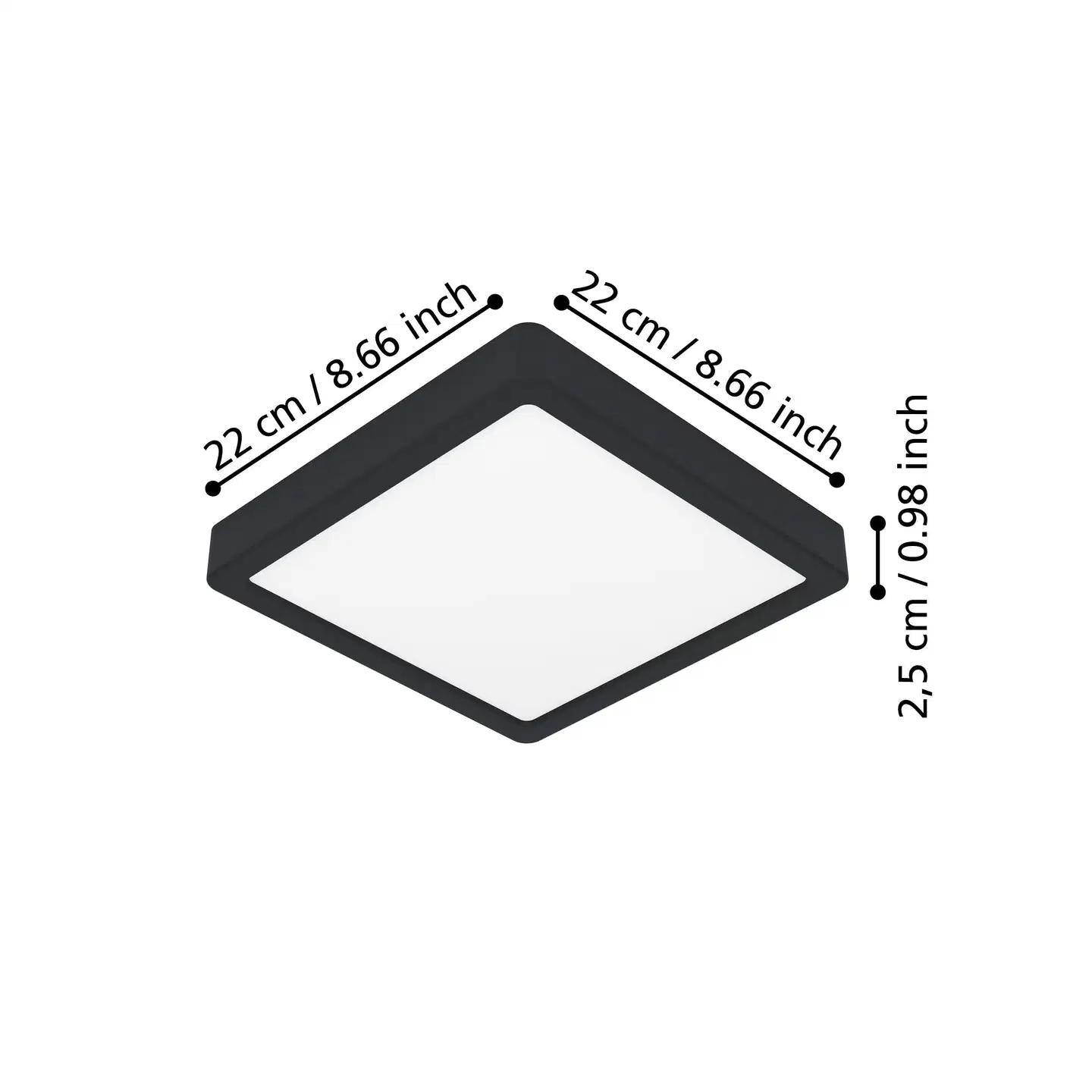 EGLO kattovalaisin Fueva 6 LED 10,5W CCT 22x22 cm musta - 4