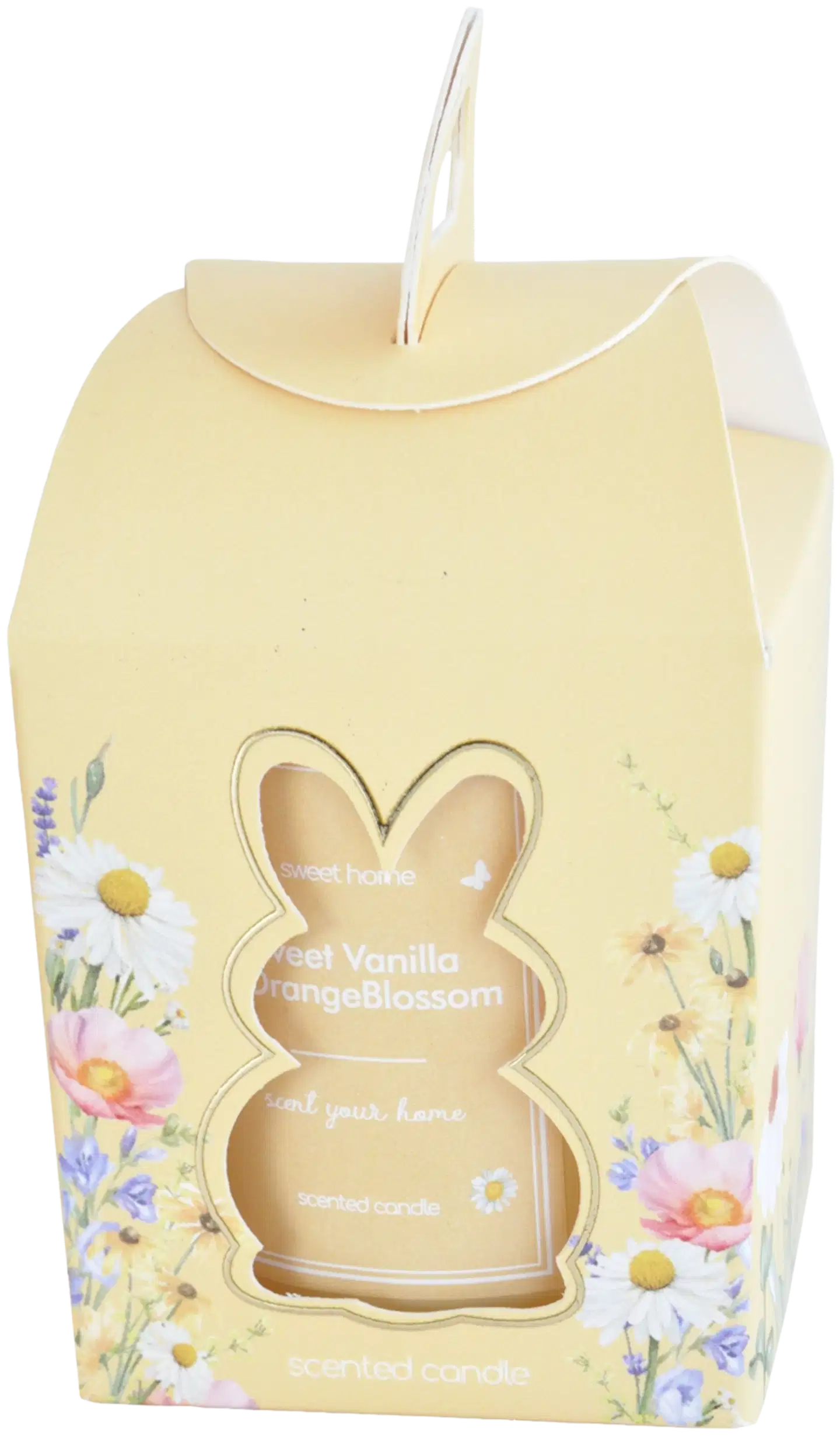 Lasikynttilä 7,5x8 cm paketissa keltainen, tuoksu Sweet Vanilla/Orange Blossom - 1