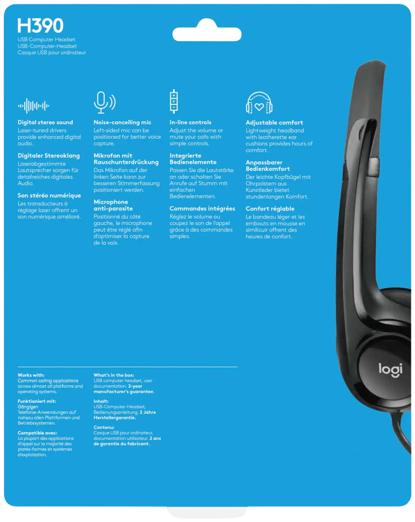 Logitech USB-kuulokemikrofoni H390 - 12