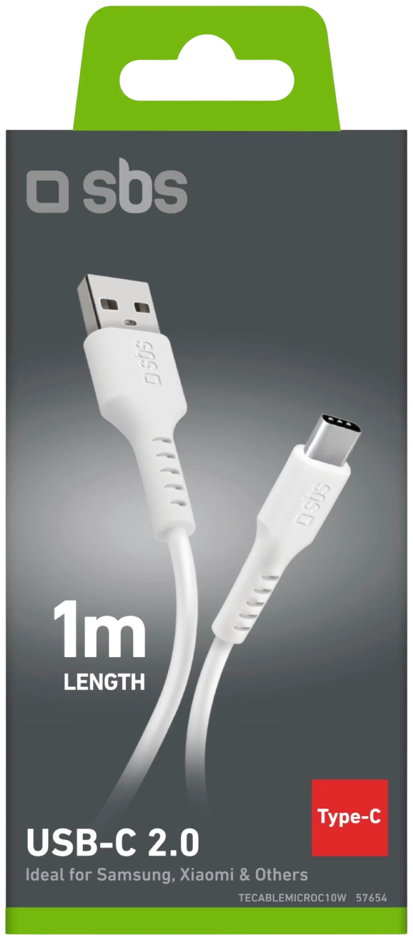 SBS latauskaapeli Usb-A To Usb-C 1 M valkoinen - 2