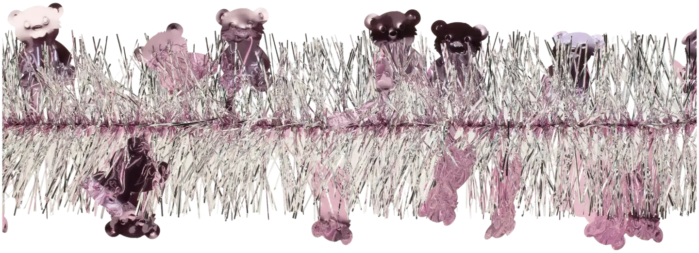 Weiste nallepunos timanttihopea/ roosa 90mm*2m