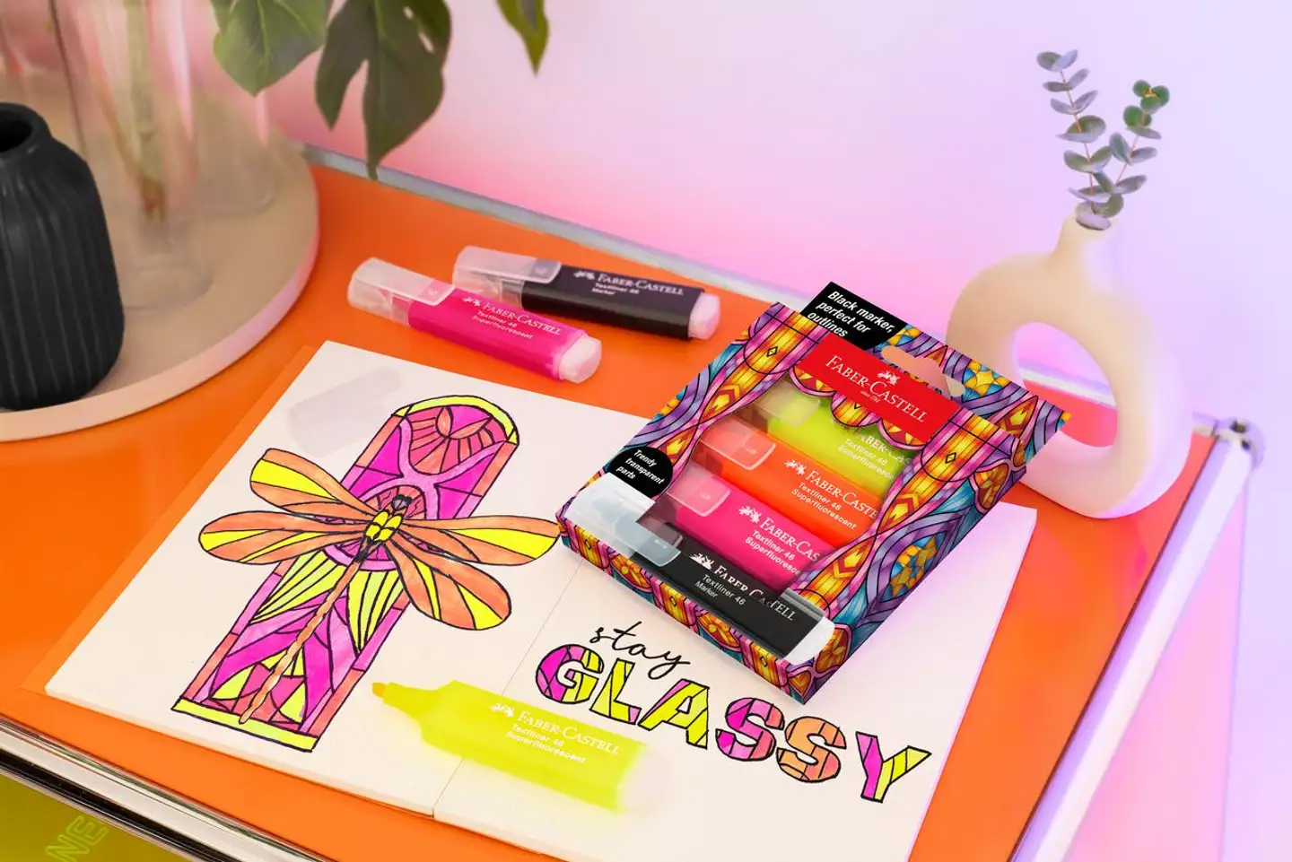 Faber-Castell Glassy korostuskynä 4 värin lajitelma - 5