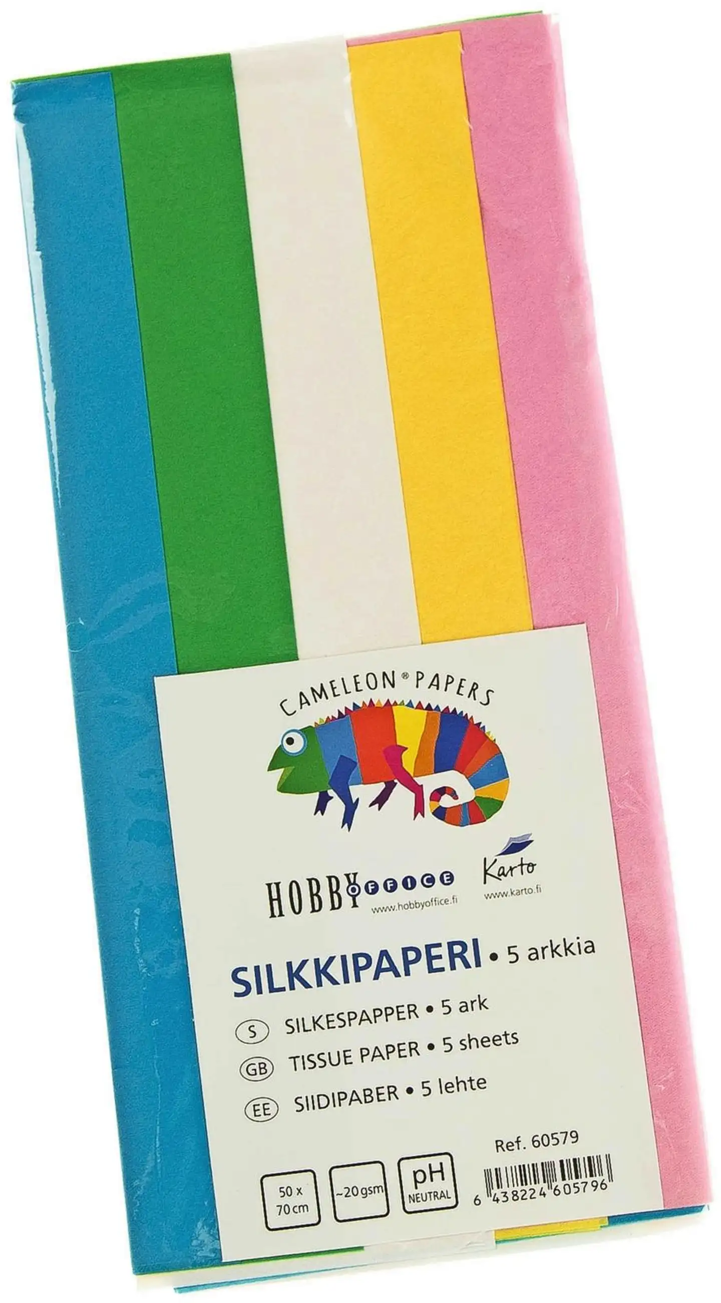 Karto silkkipaperi värilajitelma 50x70cm 5ark/pkt