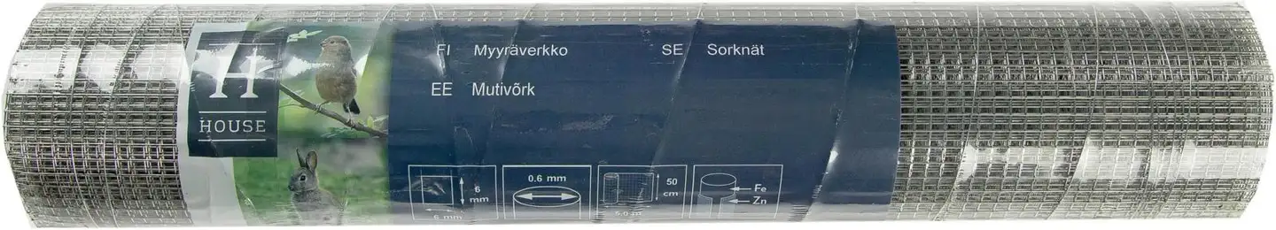 House eläinverkko hitsattu 0,5x5m kuumasinkitty teräs