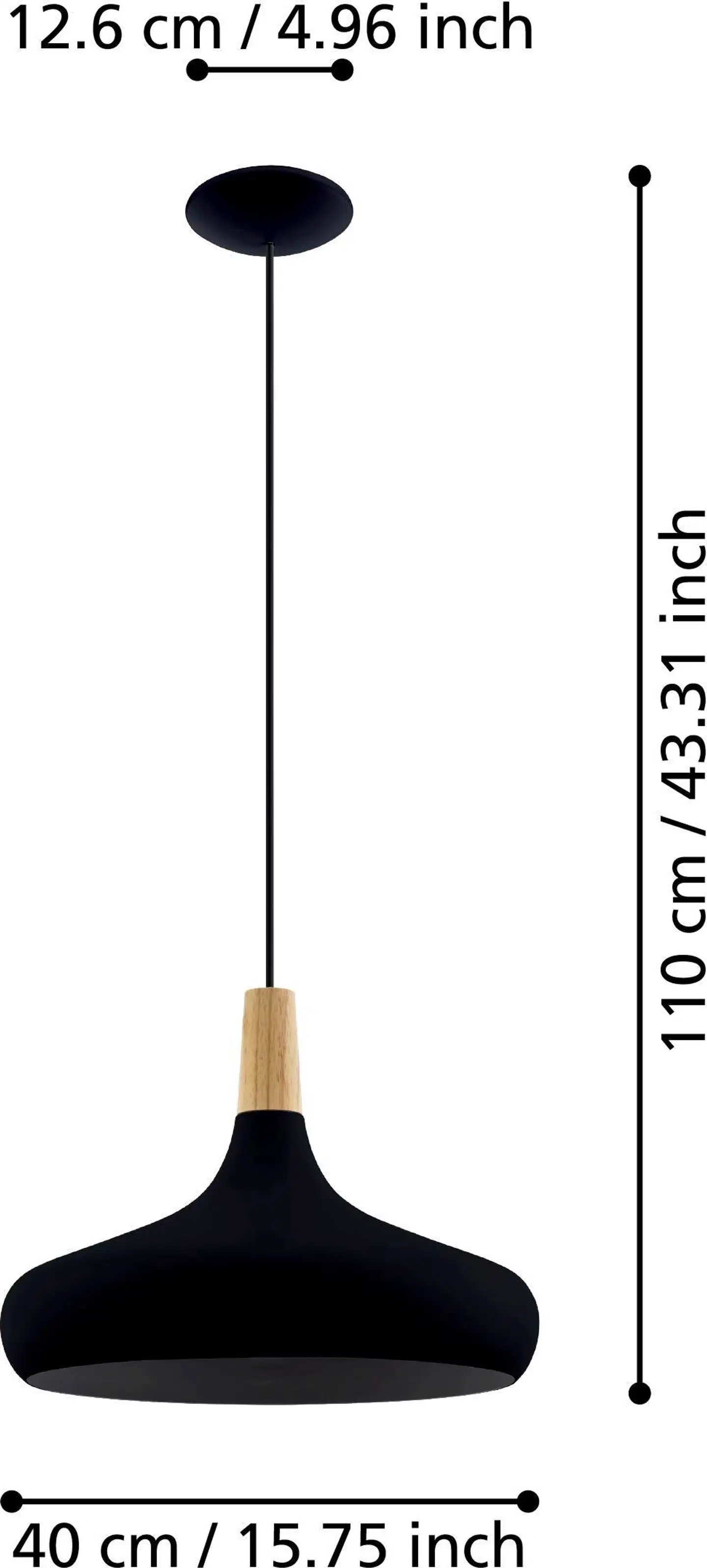 EGLO Riippuvalaisin Sabinar 40W Ø40cm musta/puu - 5