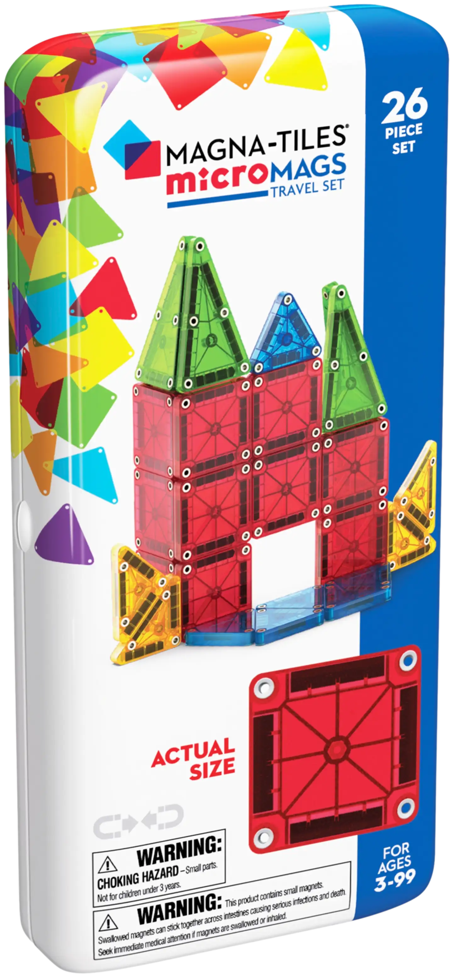 MAGNA-TILES® microMAGS Travel Tin magn.rak.sarja, 26 osaa - 2
