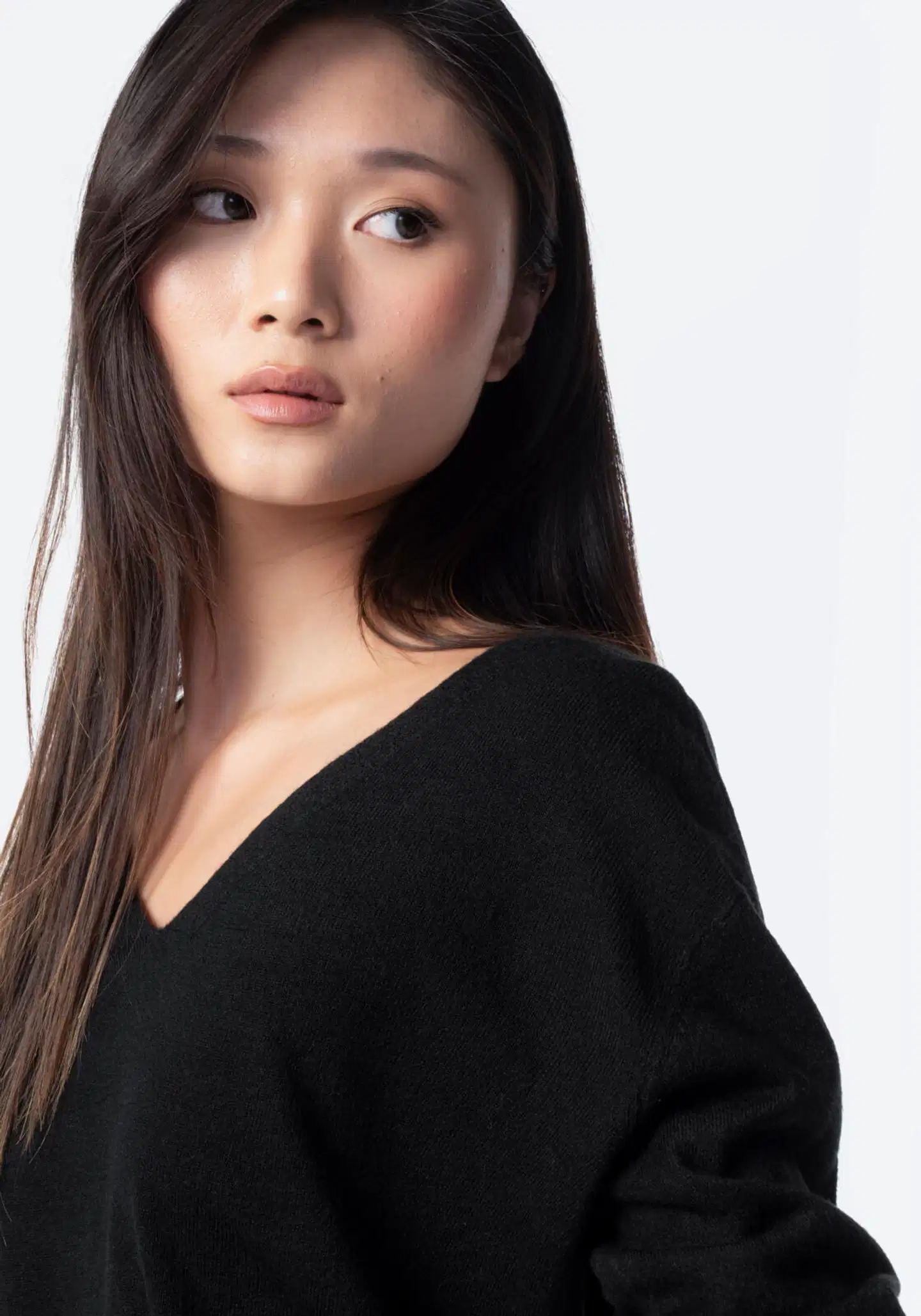 TEX naisten neulepusero V-kaulus I286107 - BLACK 1 - 5