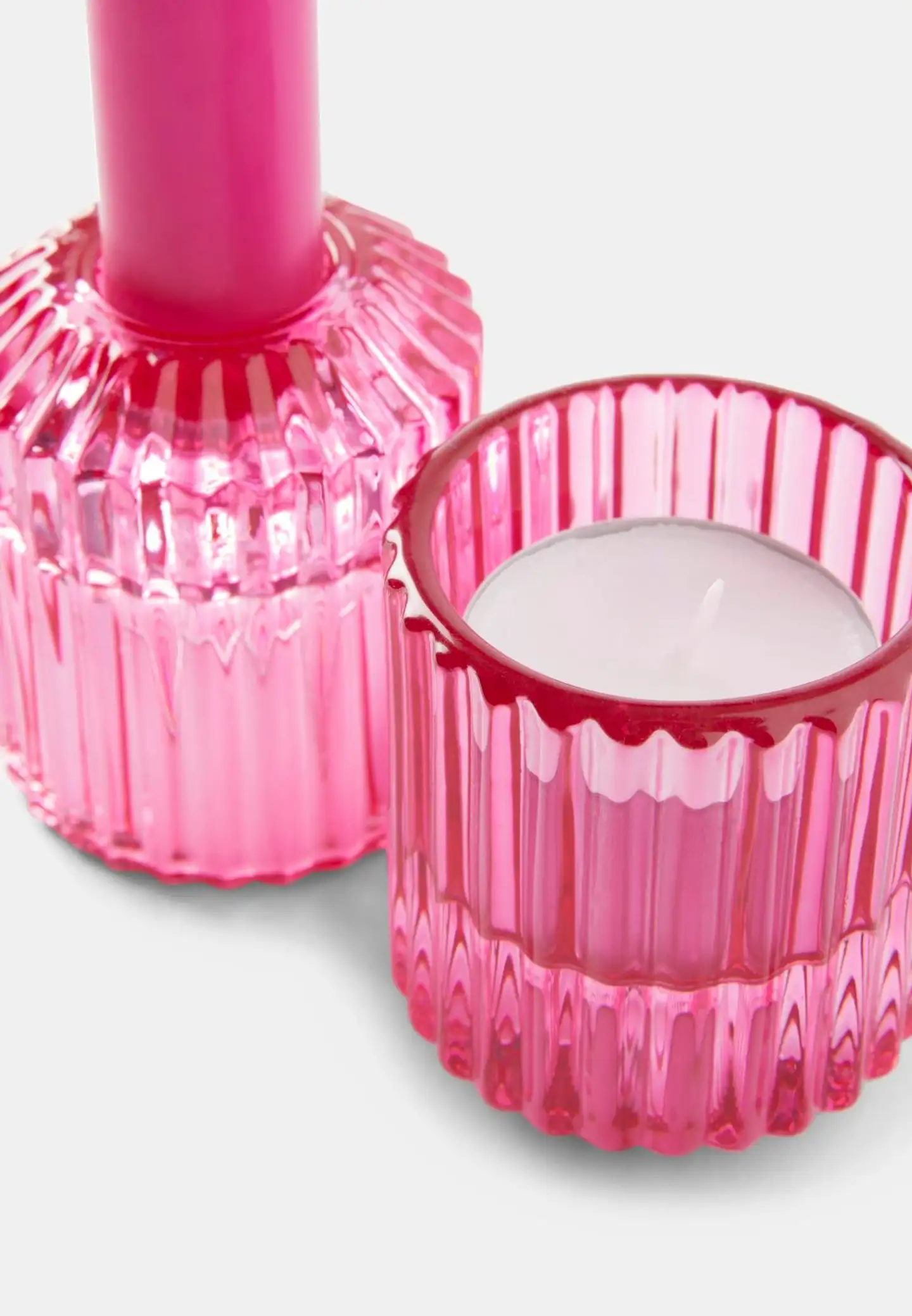 MANO ATELIER Lahjasetti kynttilänjalka ja kynttilä 2 kpl/pkt, pinkki - 1
