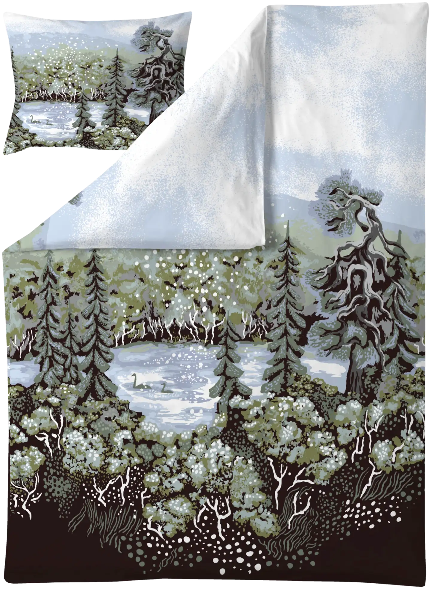 Vallila digiprint pussilakanasetti Muonio 150x210 cm bluegreen