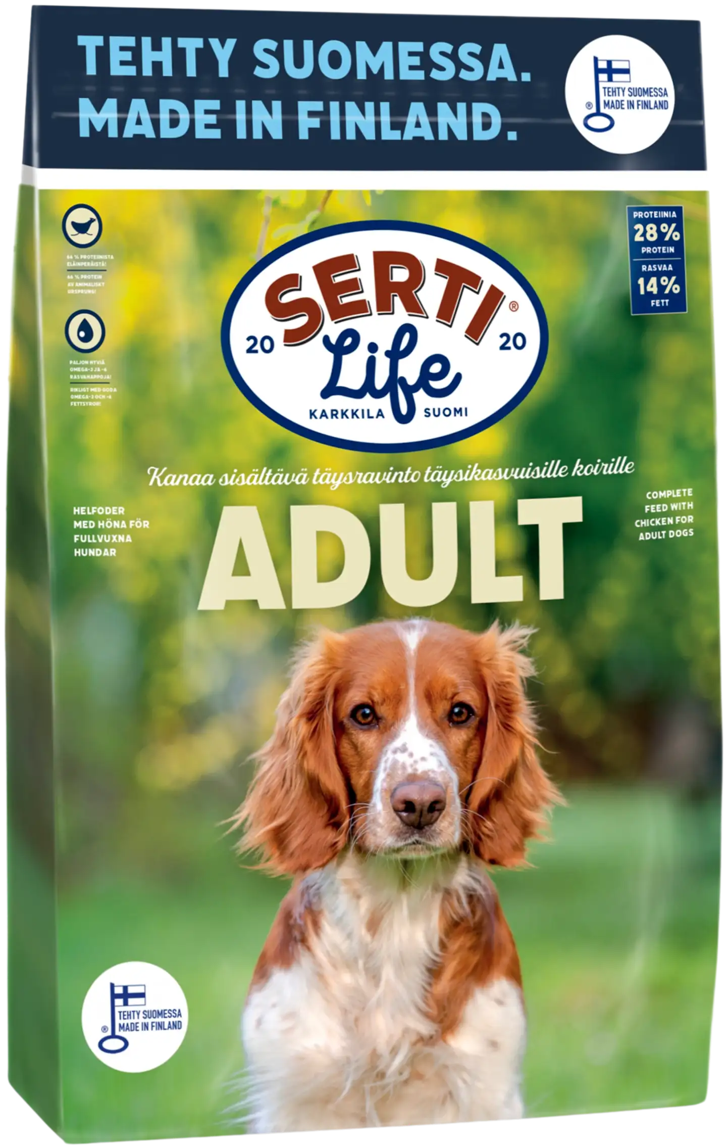 KOTIMAINEN SertiLife Adult, täysravinto aikuisille koirille 4 kg