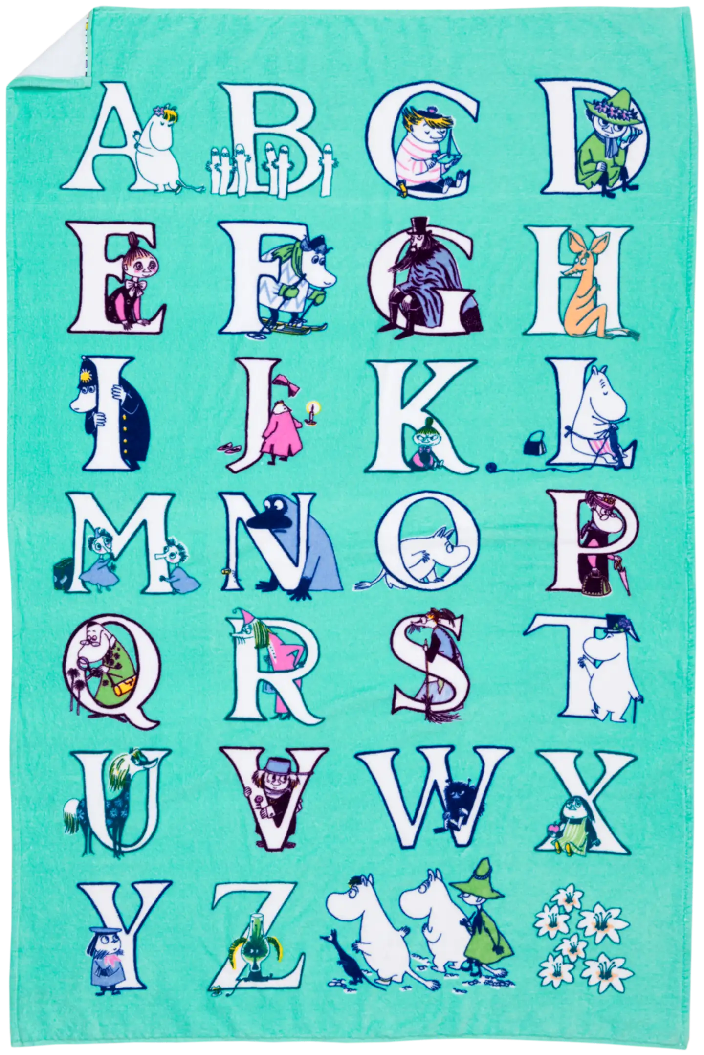 Moomin Arabia Muumi kylpypyyhe 95x150 Aakkoset GOTS