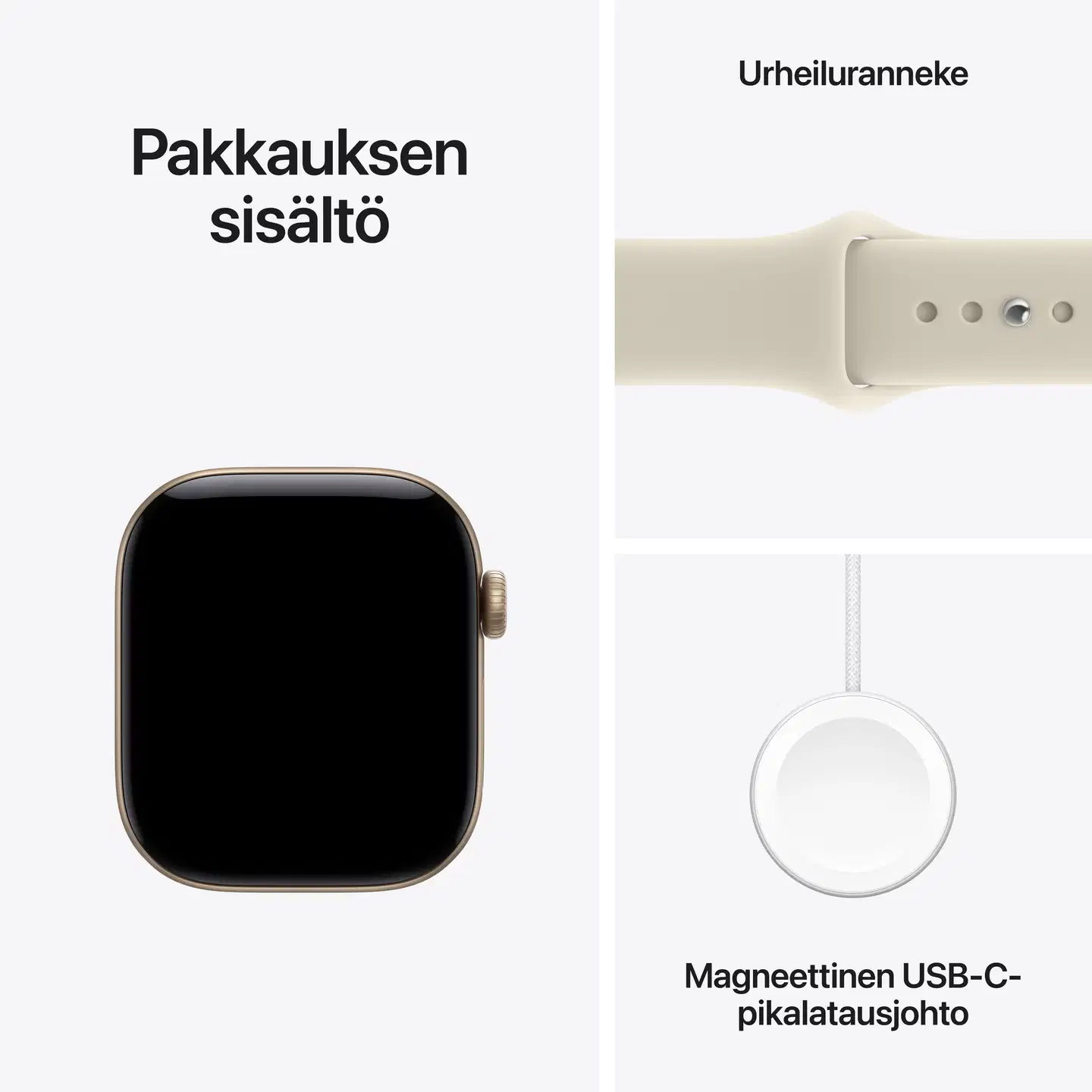 Apple Watch Series 12 GPS 42 mm:n vaaleankultainen alumiinikuori ja hiekanvärinen urheiluranneke - M/L - MJEE4QN/A - 5