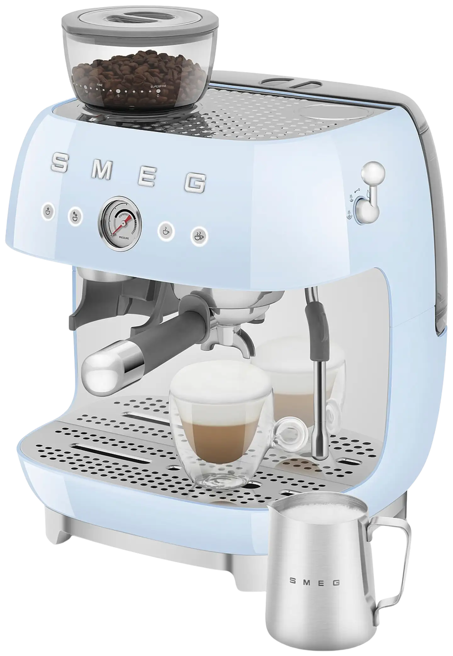 Smeg espressokeitin myllyllä vaaleansininen EGF03PBEU - 7
