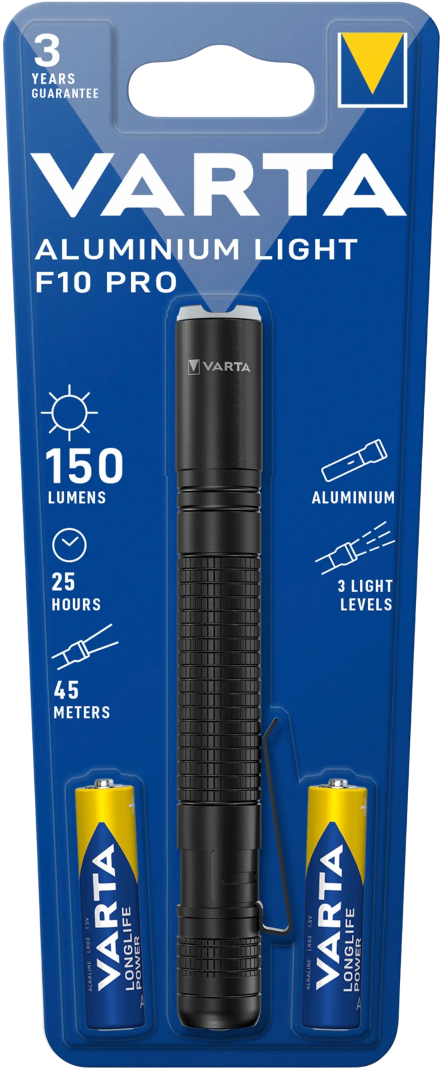 VARTA Aluminium taskulamppu F10 sis.2xAAA - 1